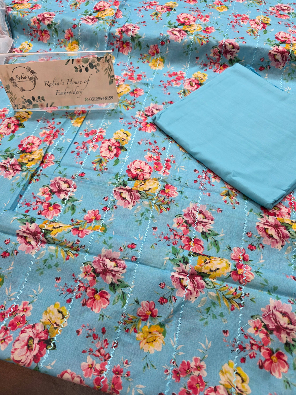 Bareeze printed 3pc plus embroidered