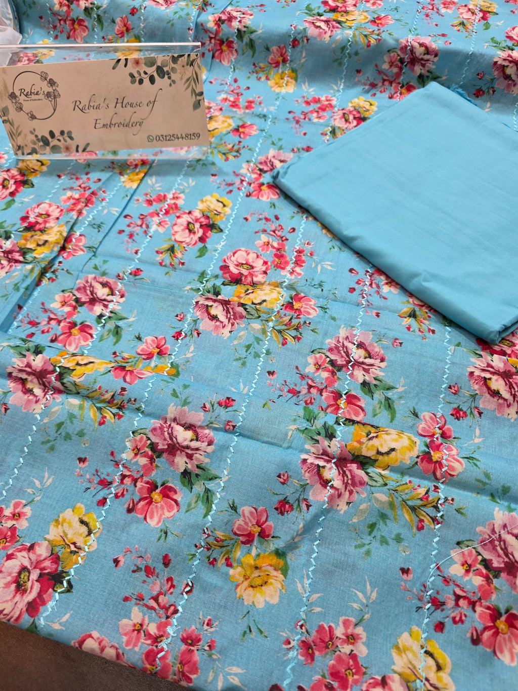 Bareeze printed 3pc plus embroidered