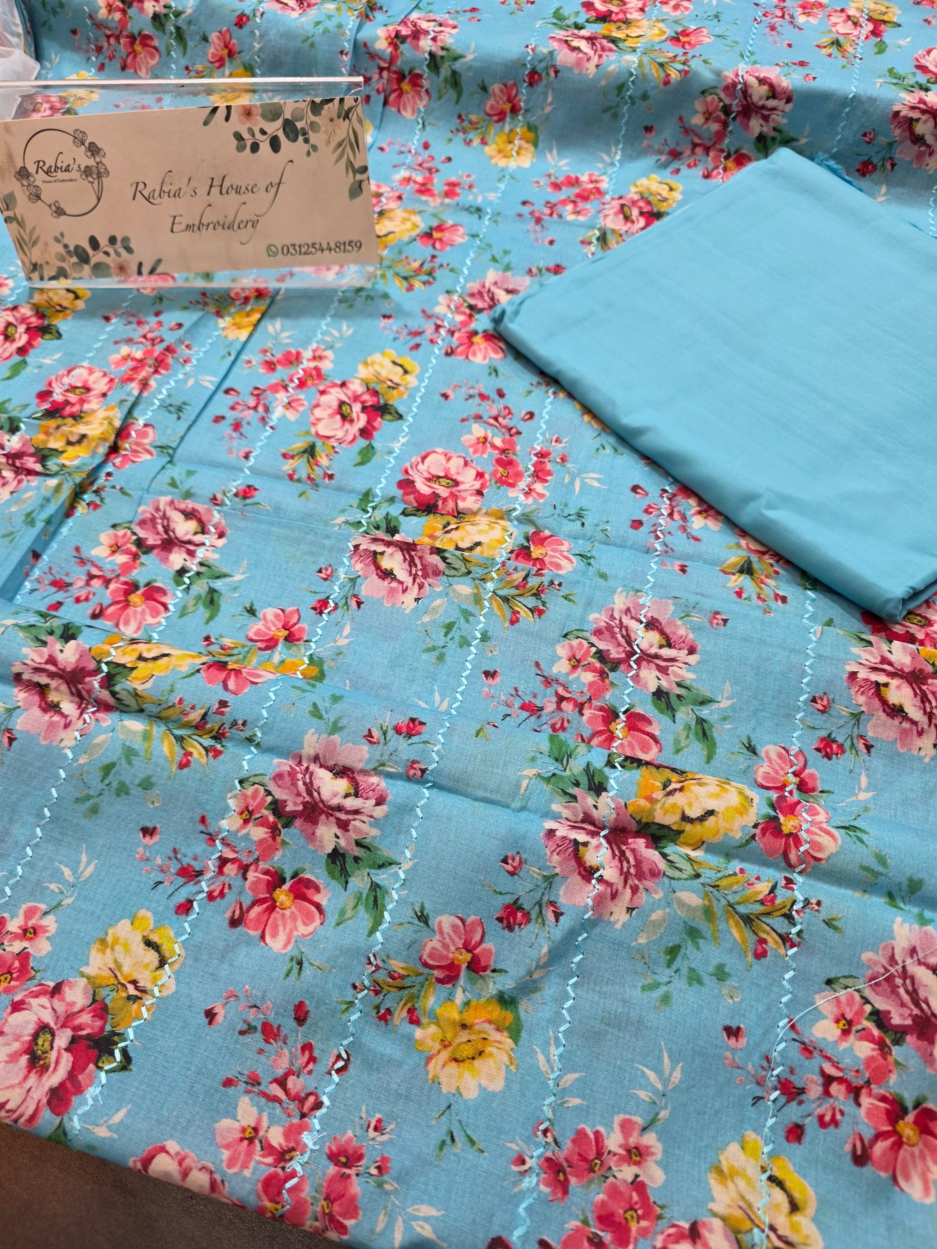 Bareeze printed 3pc plus embroidered