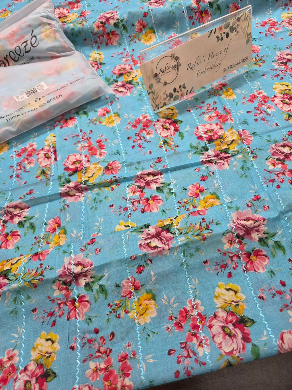 Bareeze printed 3pc plus embroidered