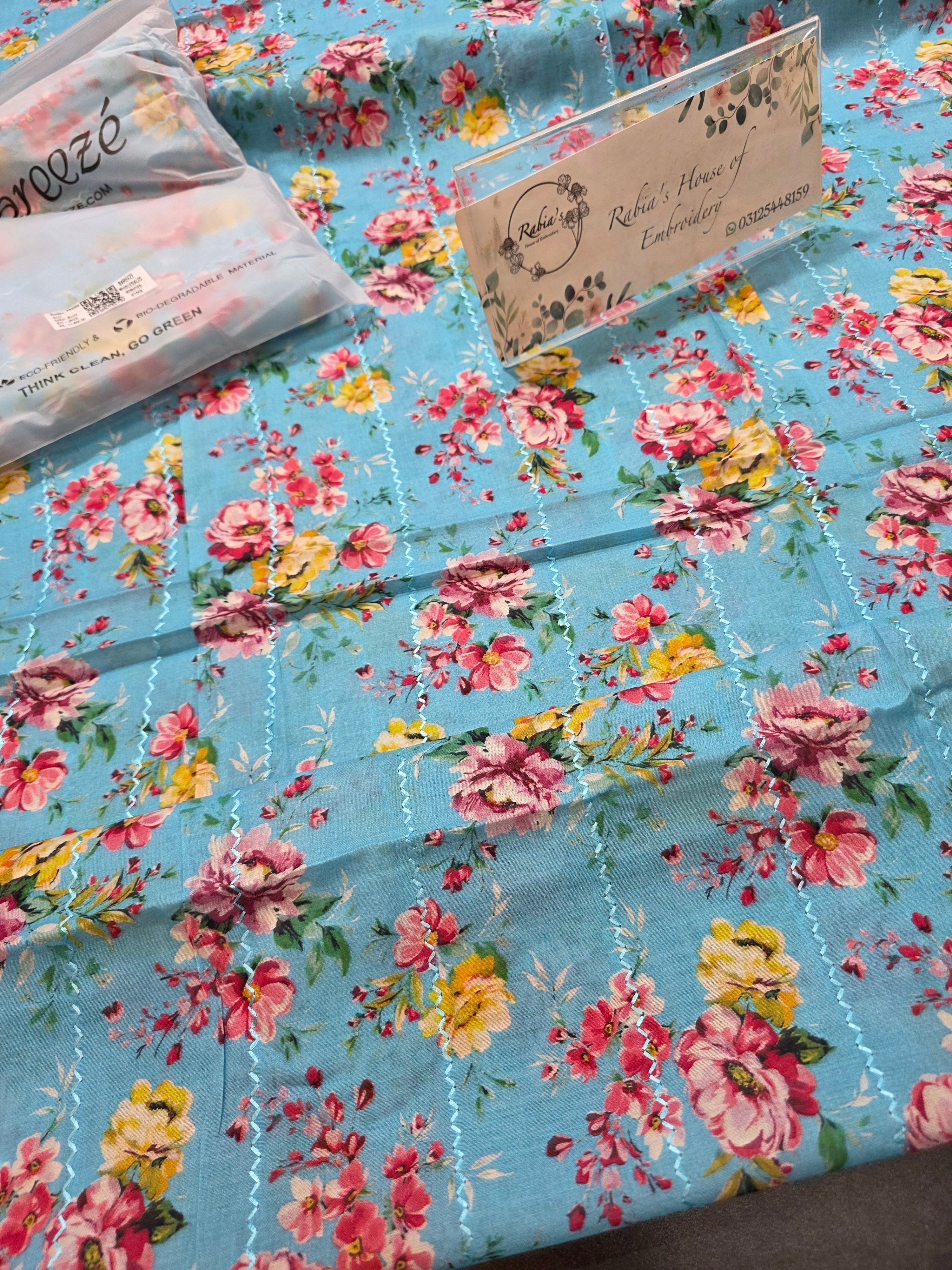 Bareeze printed 3pc plus embroidered
