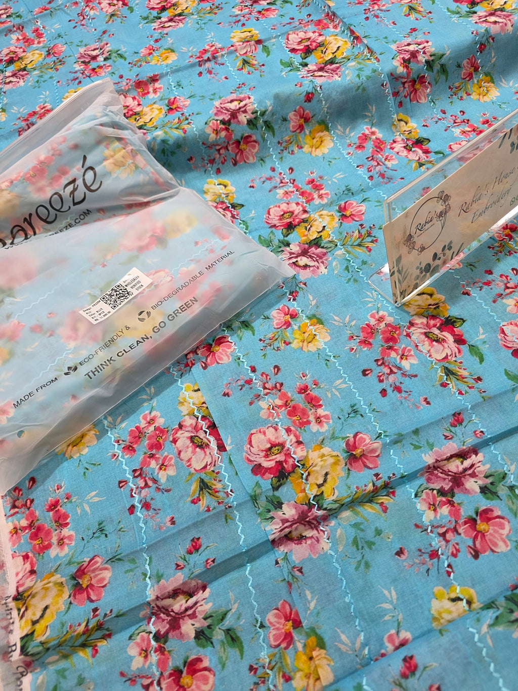 Bareeze printed 3pc plus embroidered