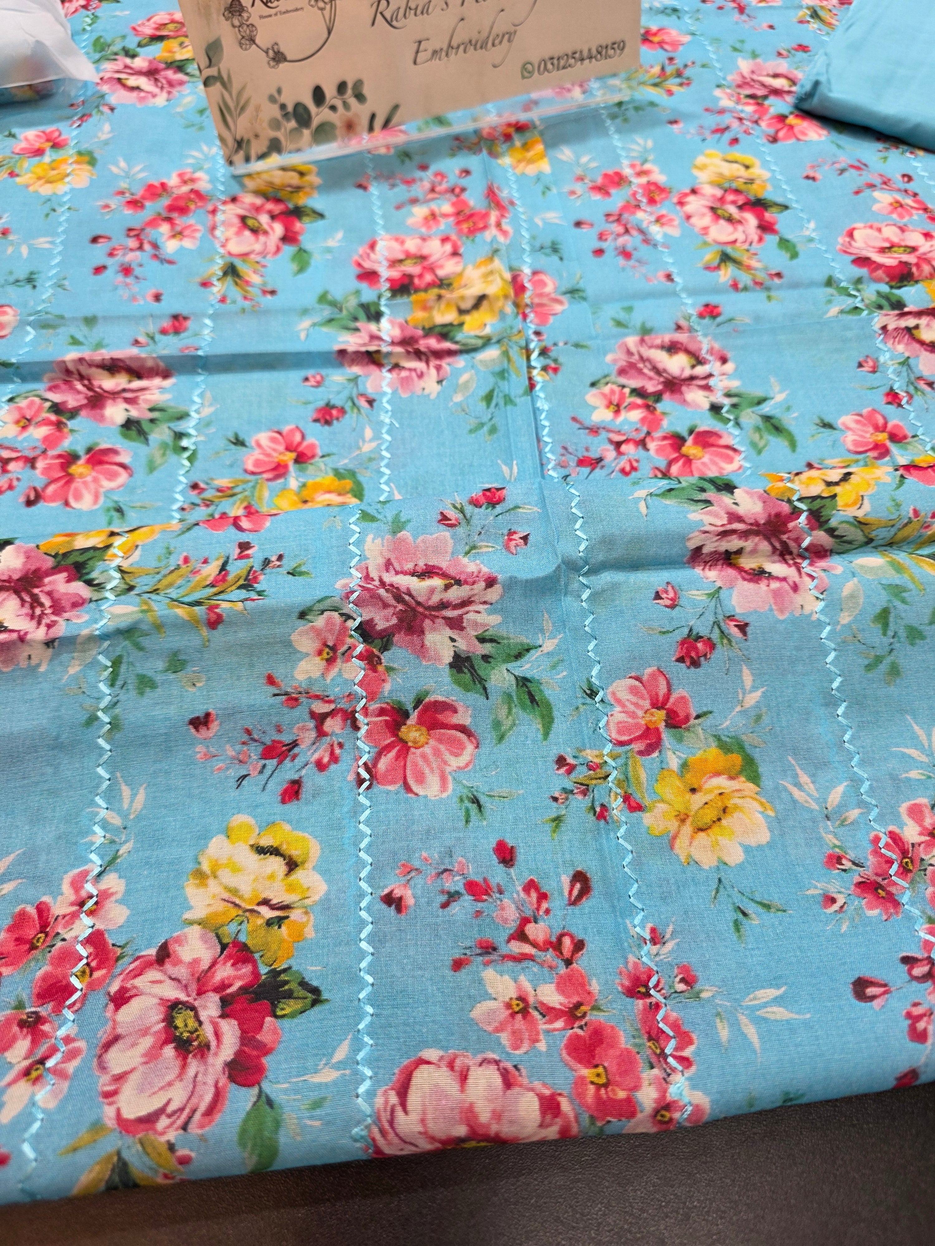 Bareeze printed 3pc plus embroidered
