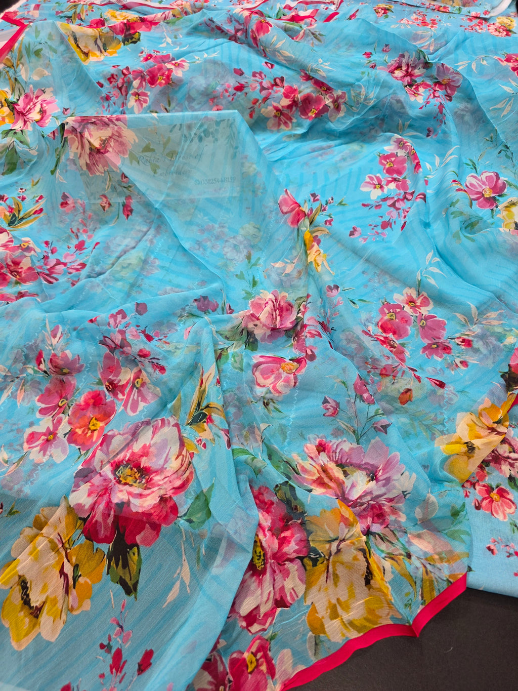 Bareeze printed 3pc plus embroidered