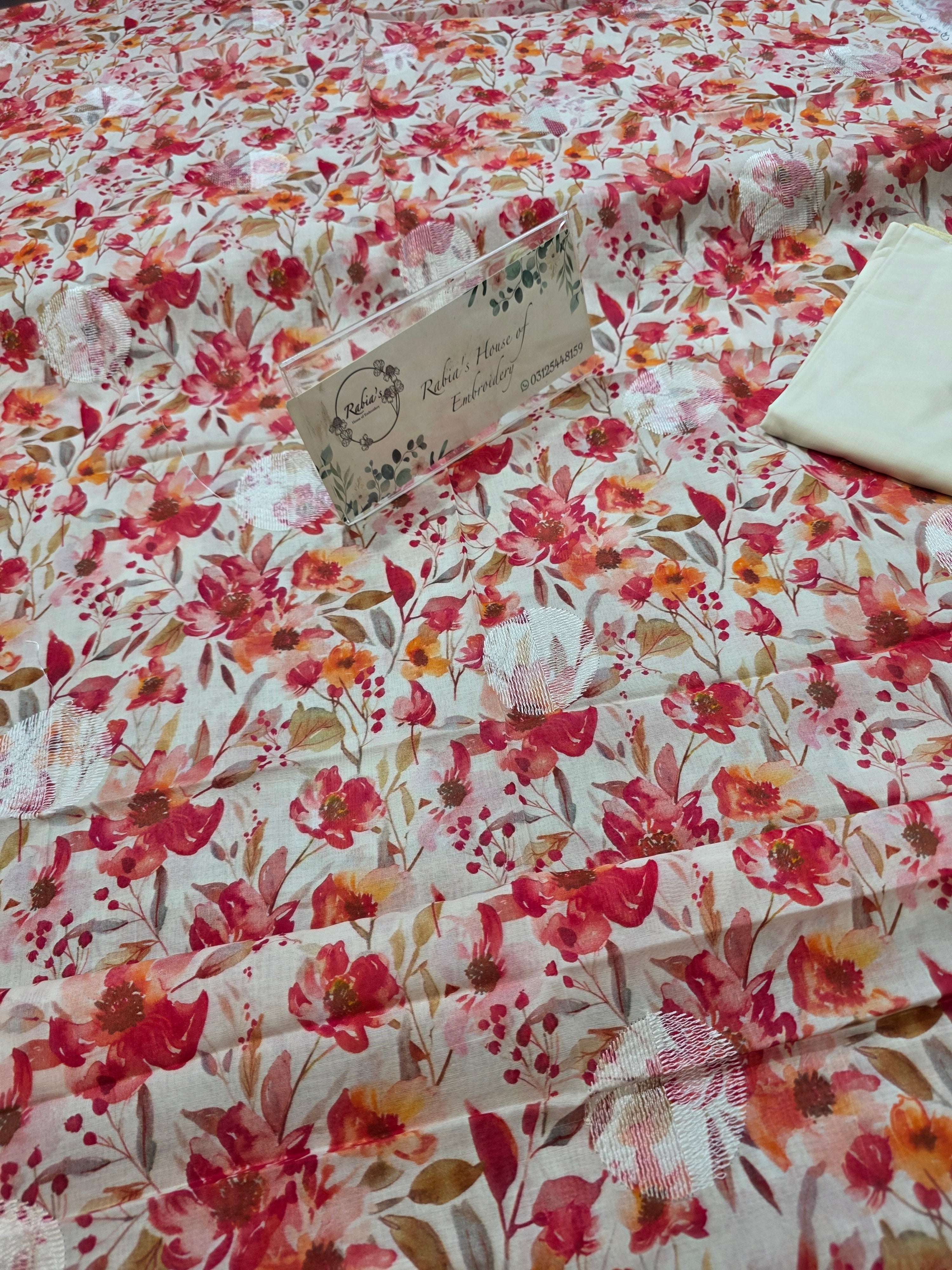 Bareeze lawn 3pc printed plus embroidery