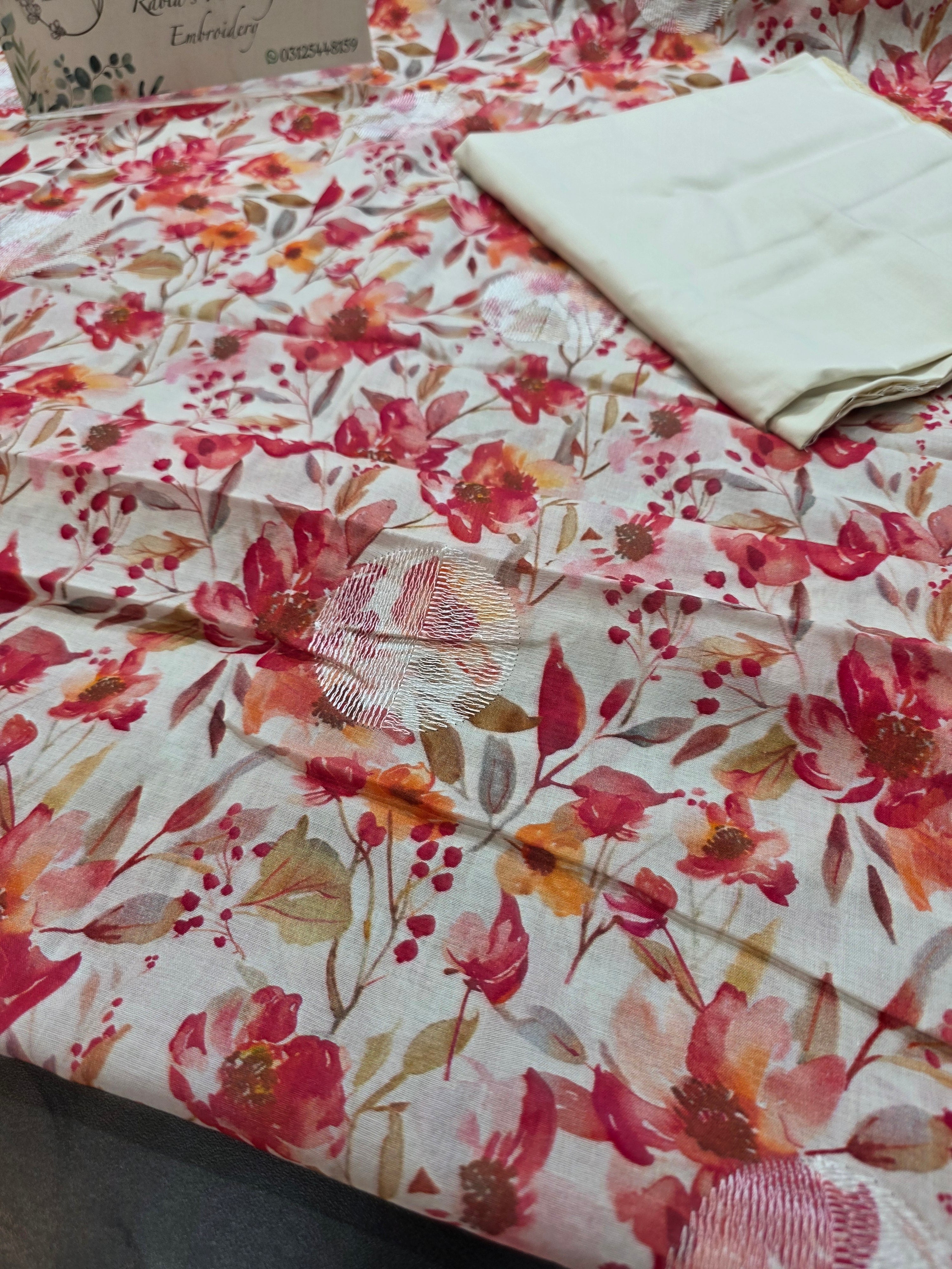 Bareeze lawn 3pc printed plus embroidery