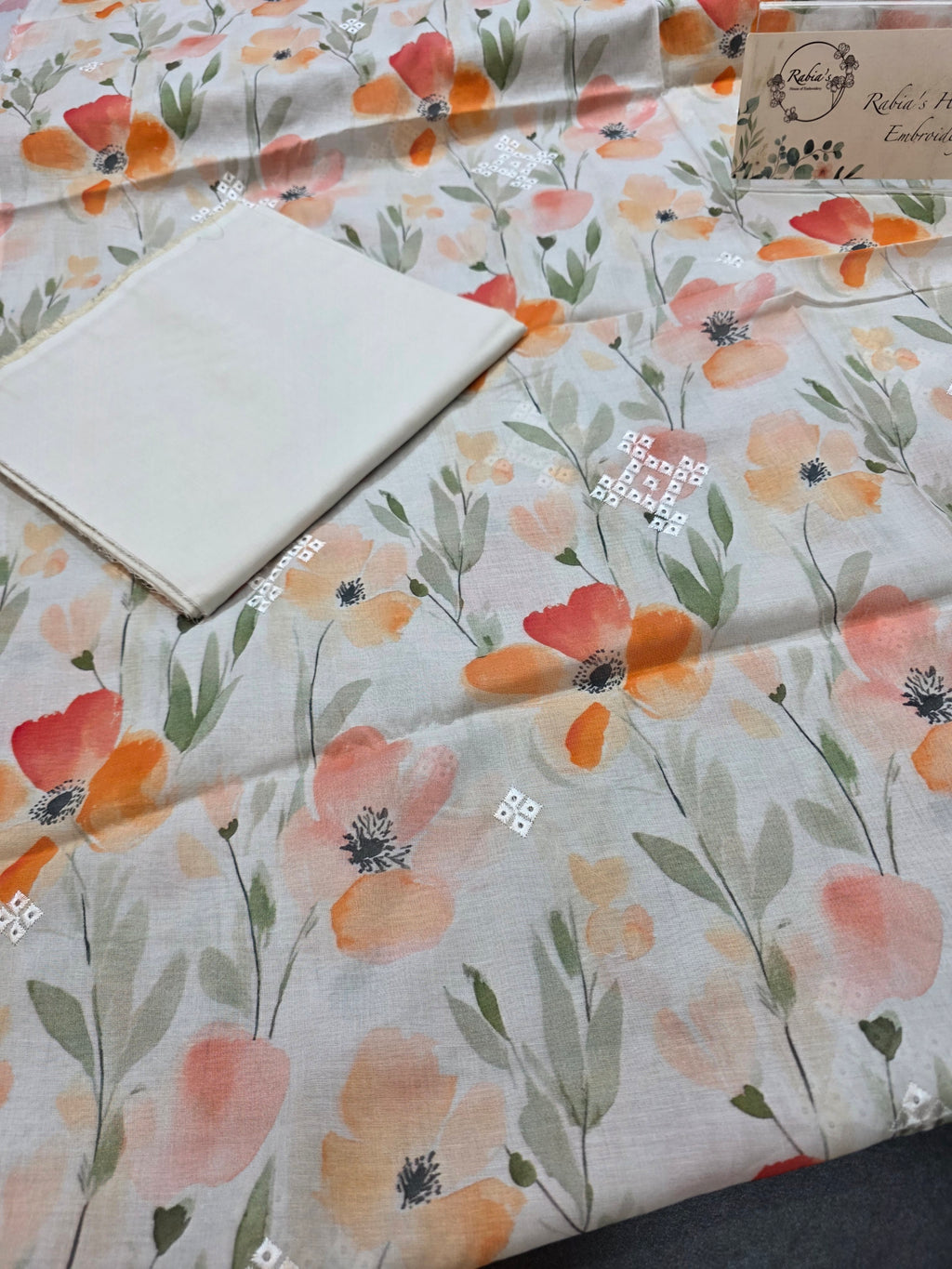 Bareeze printed 3pc plus embroidered