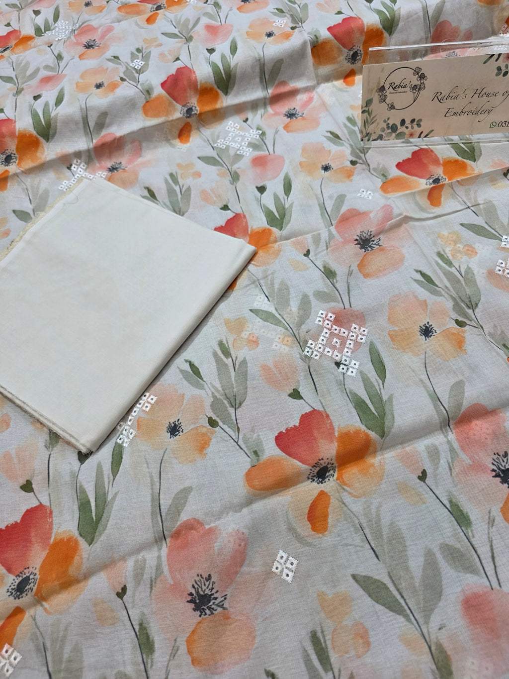 Bareeze printed 3pc plus embroidered