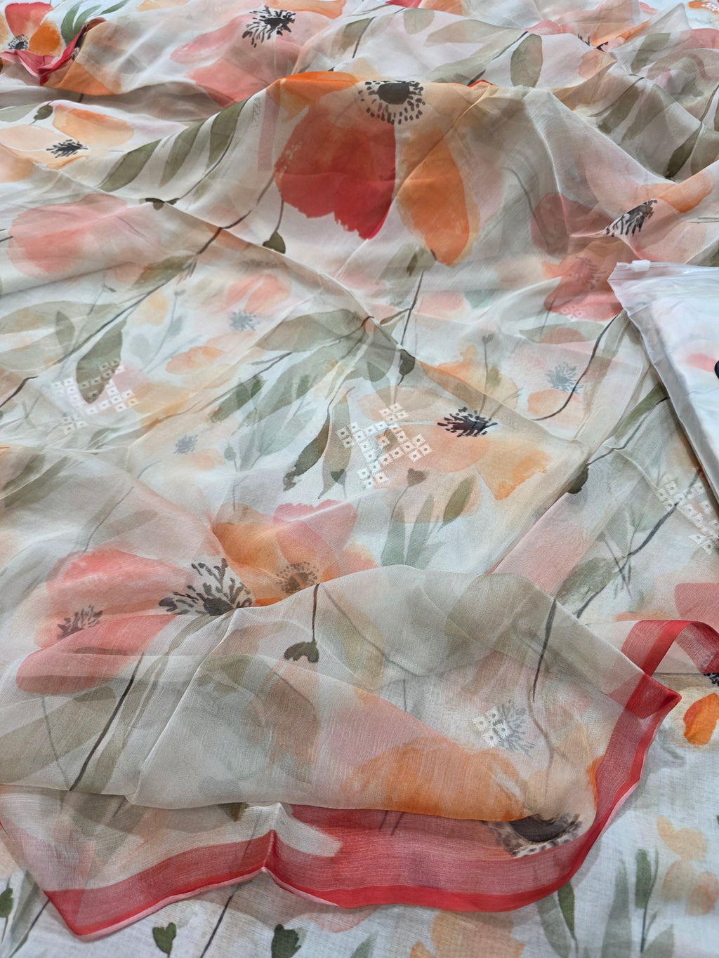 Bareeze printed 3pc plus embroidered