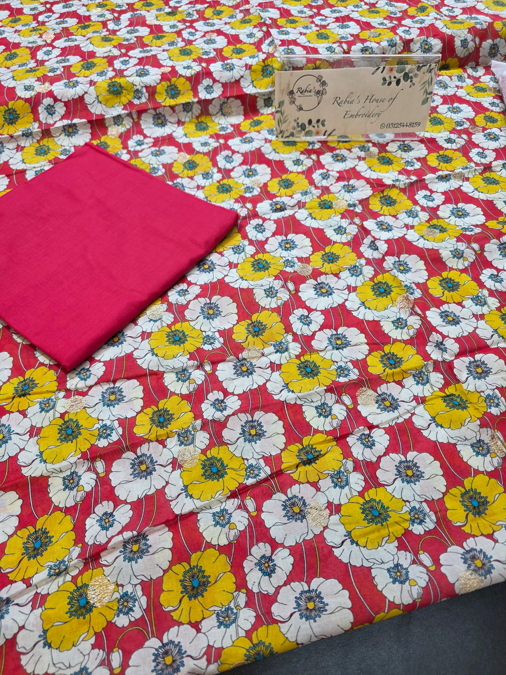 Bareeze printed 3pc plus embroidered