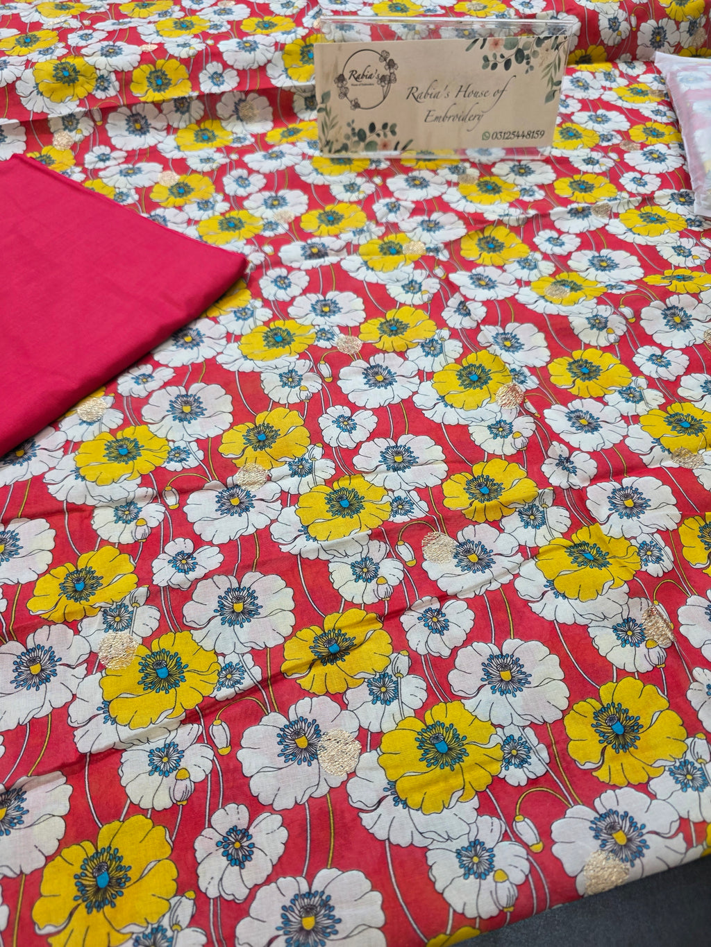Bareeze printed 3pc plus embroidered