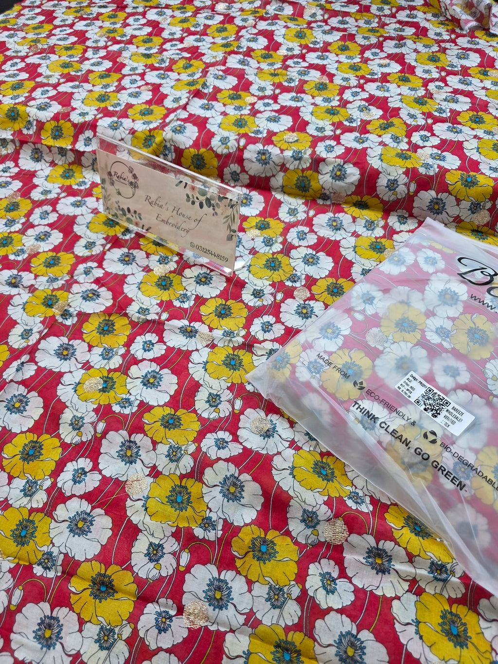 Bareeze printed 3pc plus embroidered