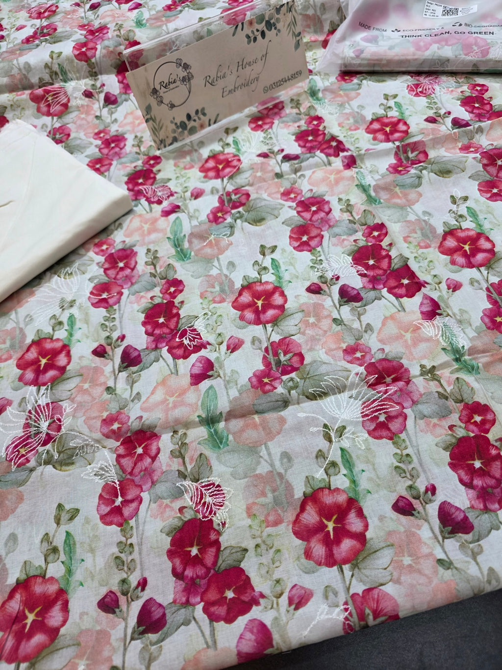 Bareeze printed 3pc plus embroidered