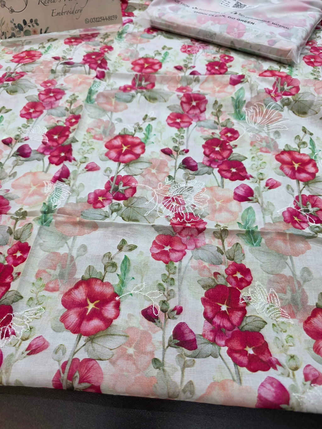Bareeze printed 3pc plus embroidered