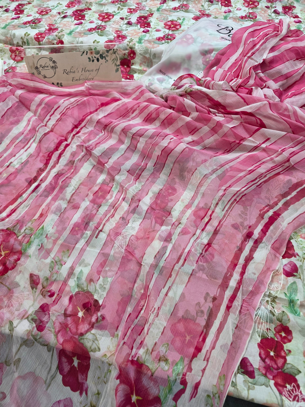 Bareeze printed 3pc plus embroidered