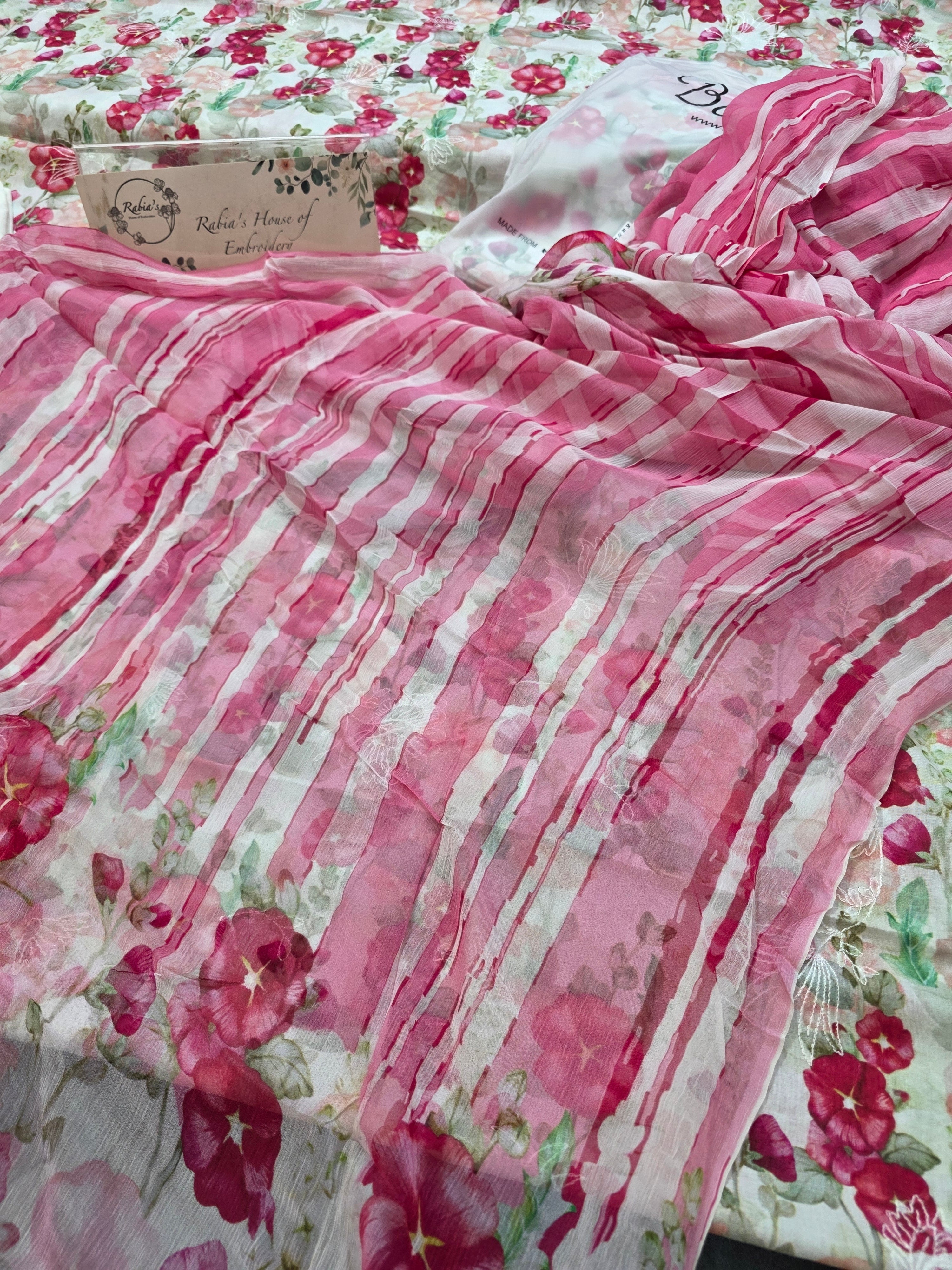 Bareeze printed 3pc plus embroidered
