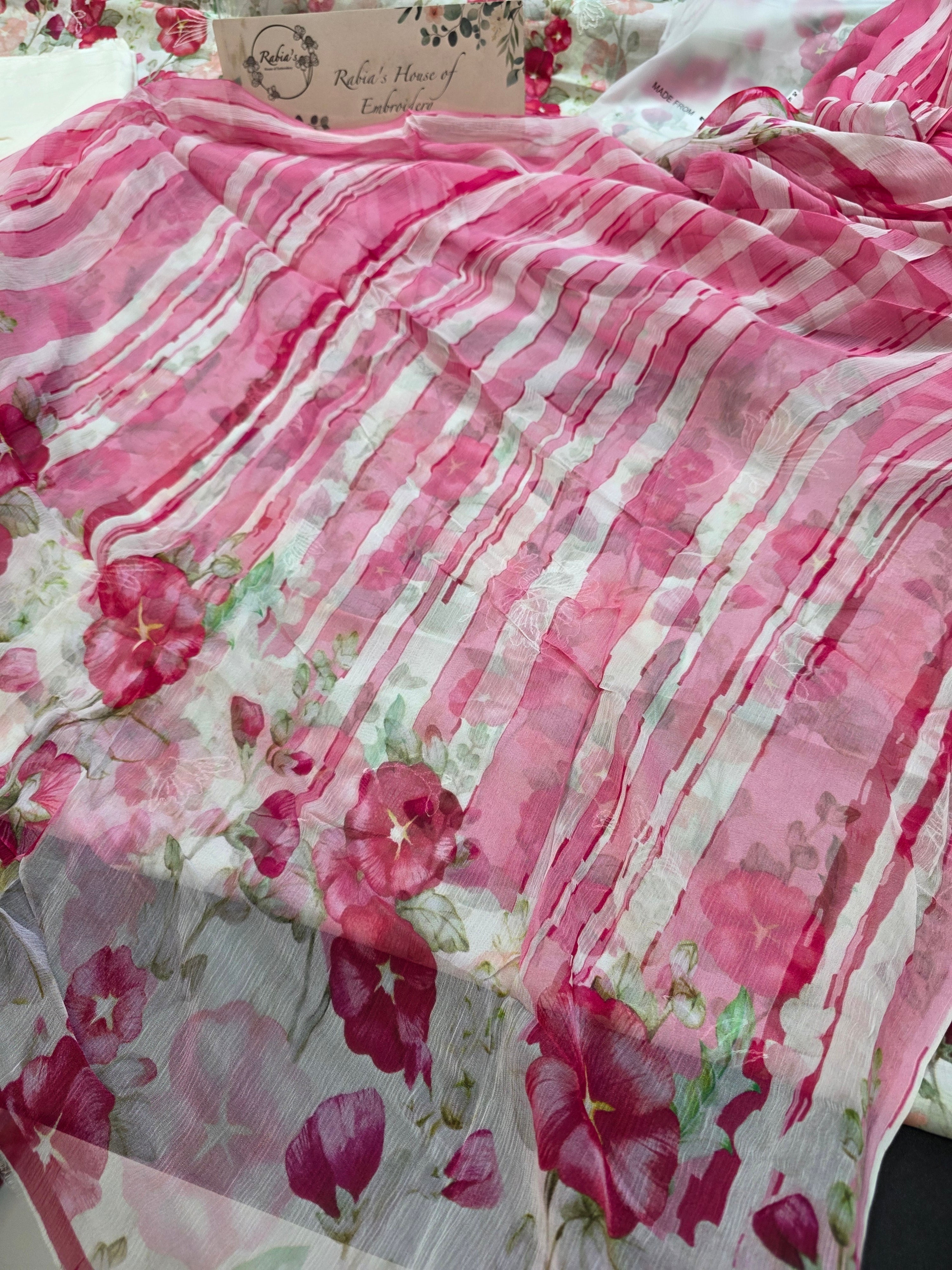 Bareeze printed 3pc plus embroidered