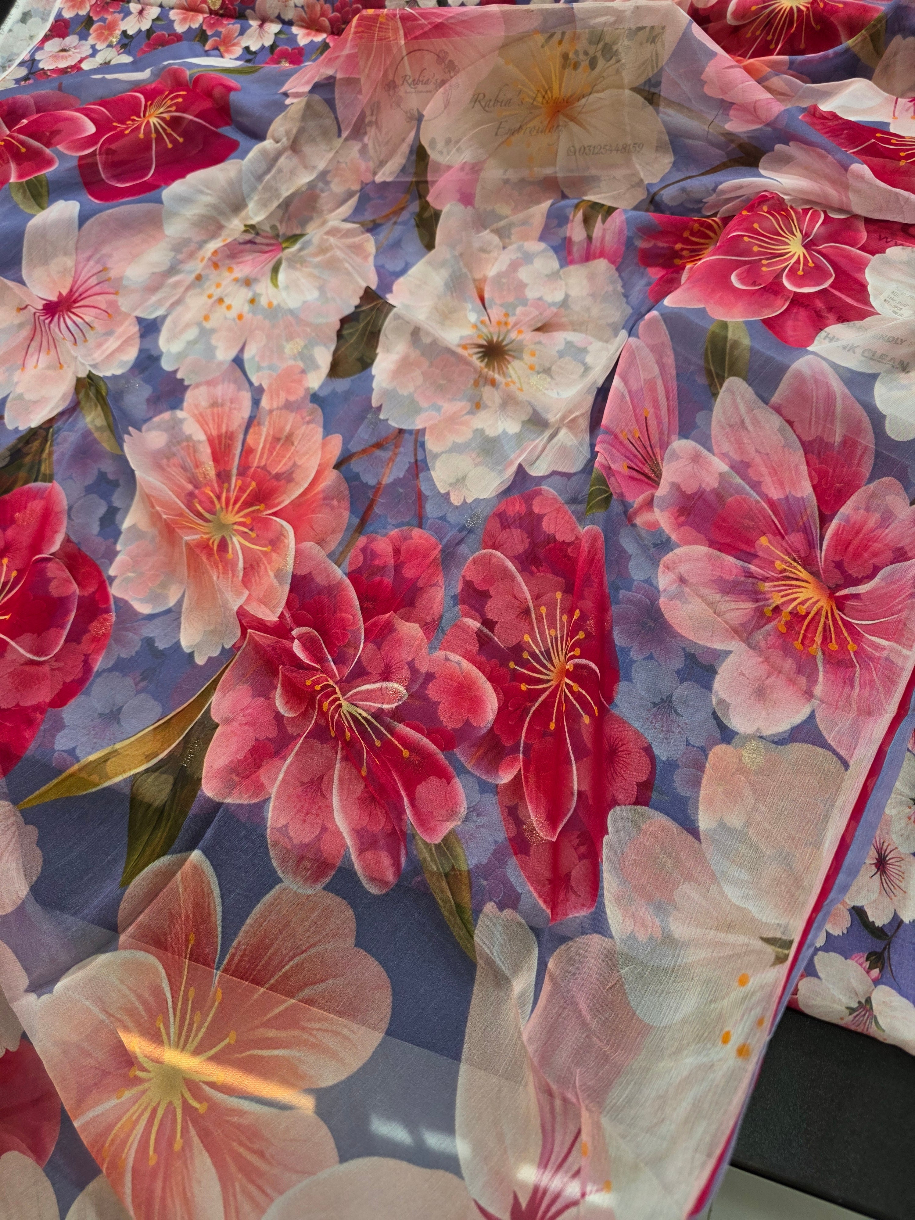 Bareeze printed 3pc plus embroidered