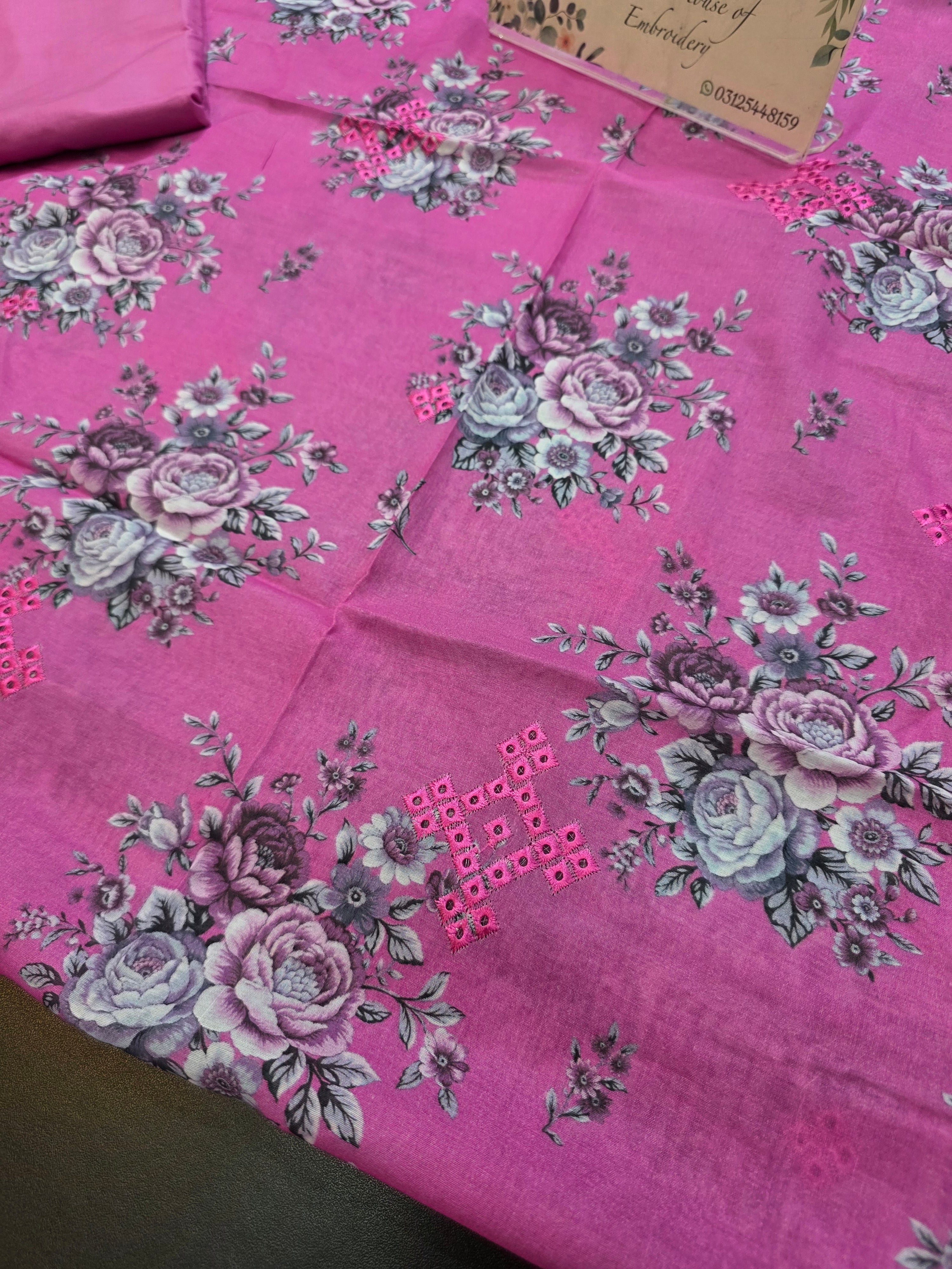 Bareeze prints 3pc plus embroidered
