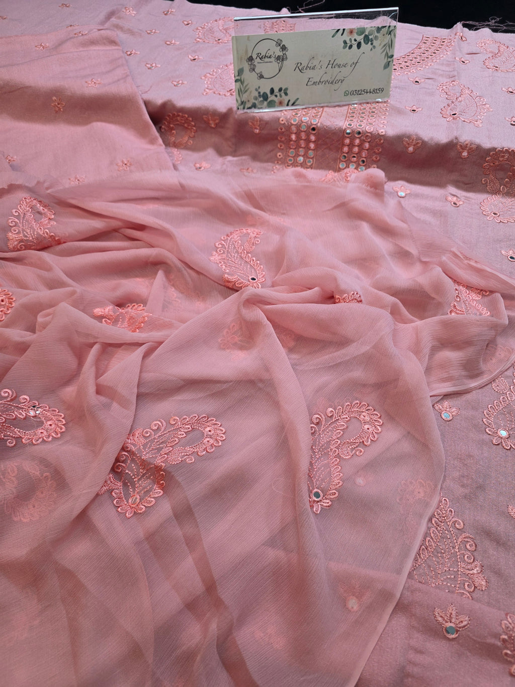 Winter kerandi 3pc with chiffon duppatta