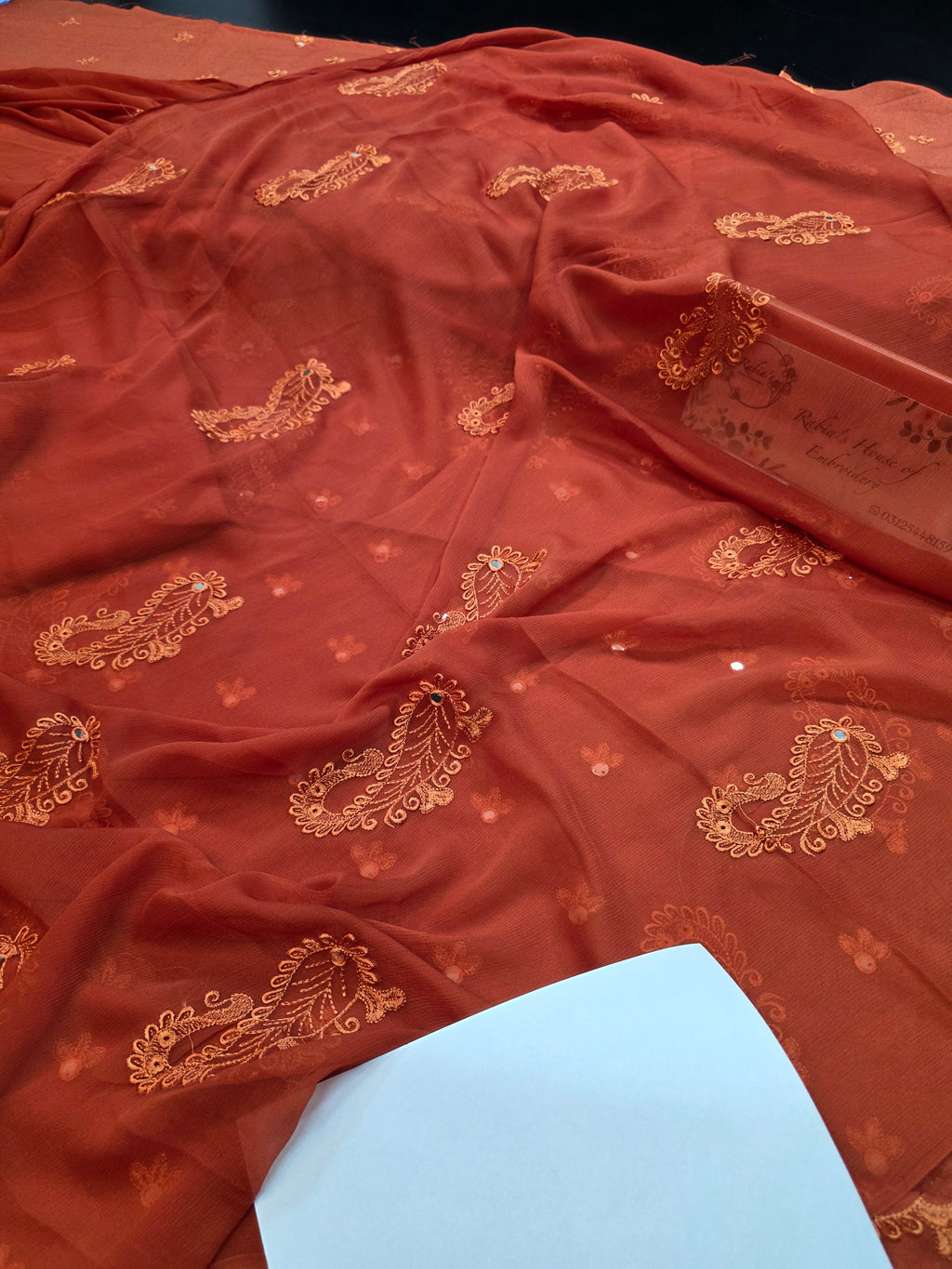 Winter kerandi 3pc with chiffon duppatta