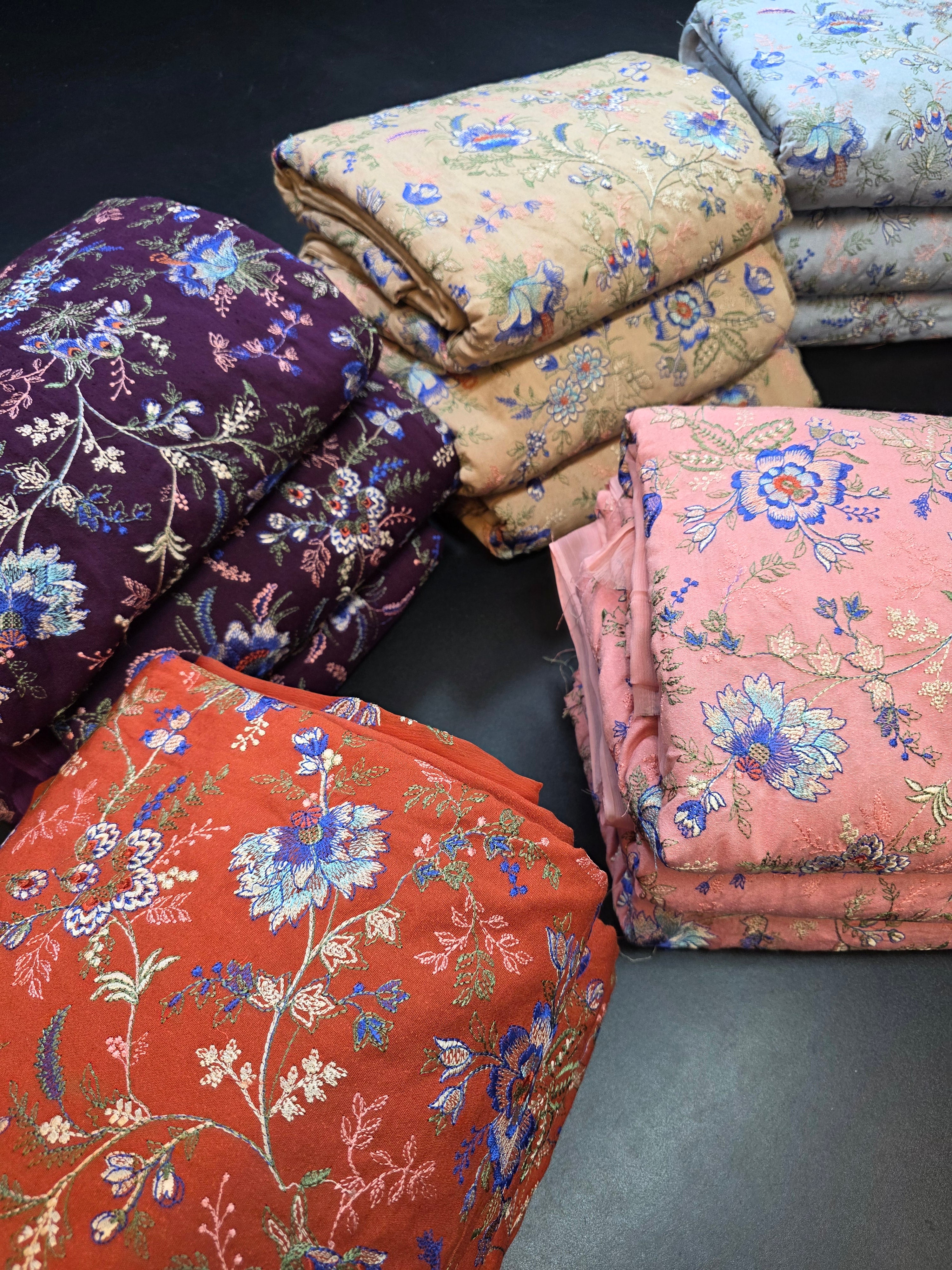 Winter kerandi 3pc allover embroidered with chiffon duppatta