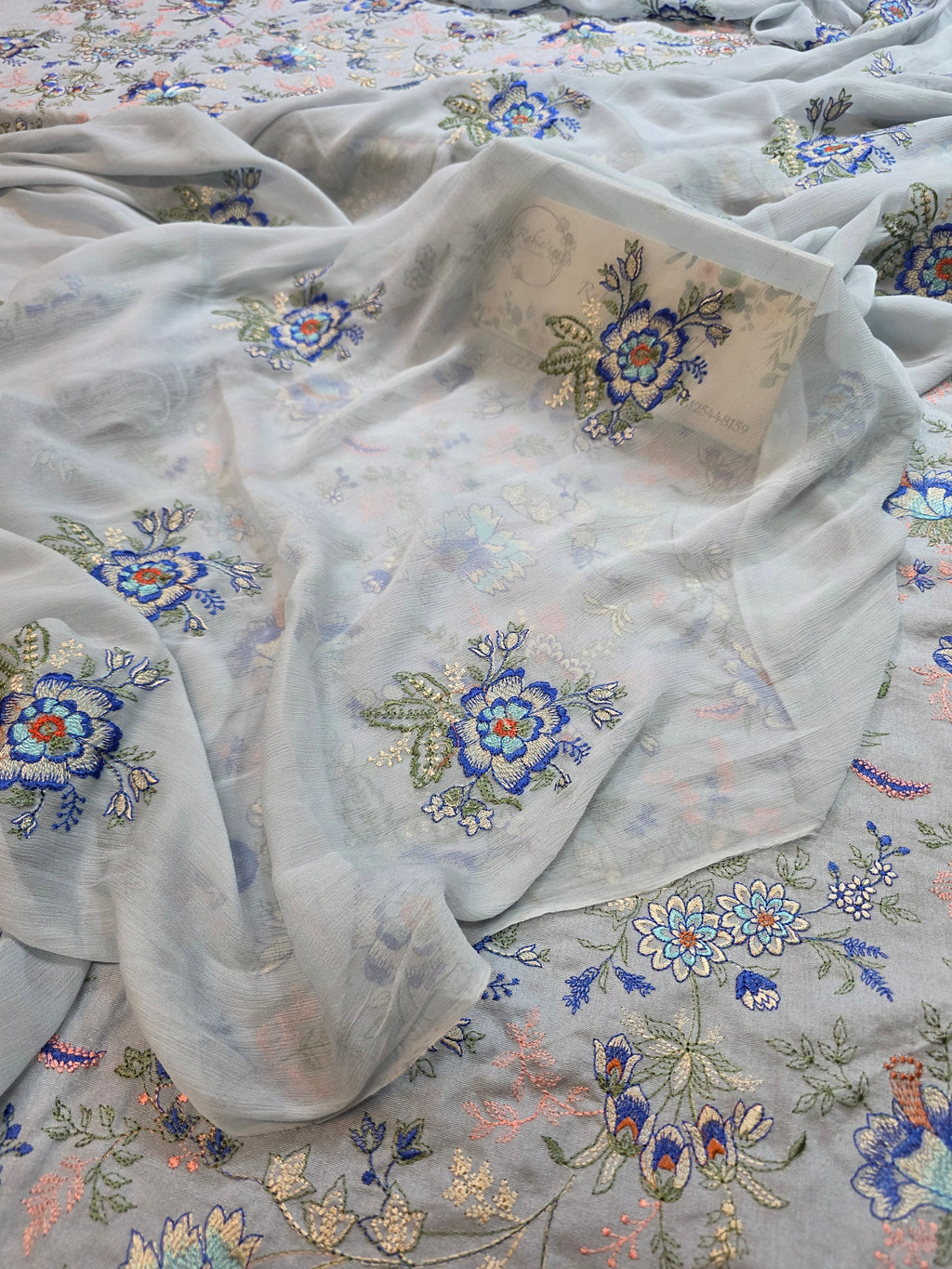 Winter kerandi 3pc allover embroidered with chiffon duppatta
