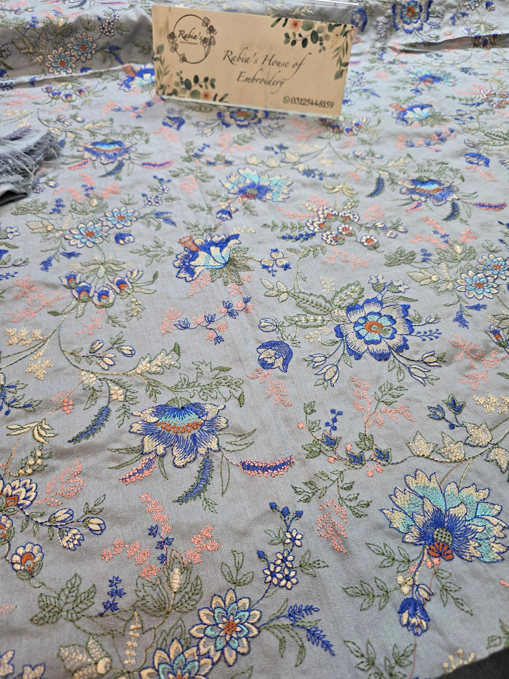 Winter kerandi 3pc allover embroidered with chiffon duppatta