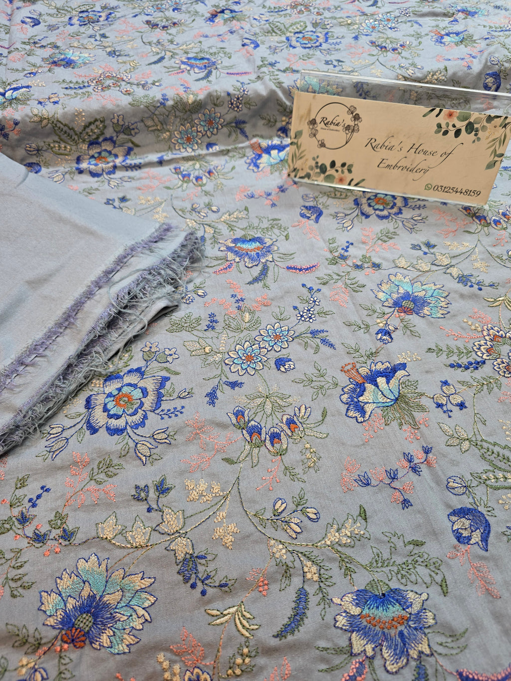 Winter kerandi 3pc allover embroidered with chiffon duppatta