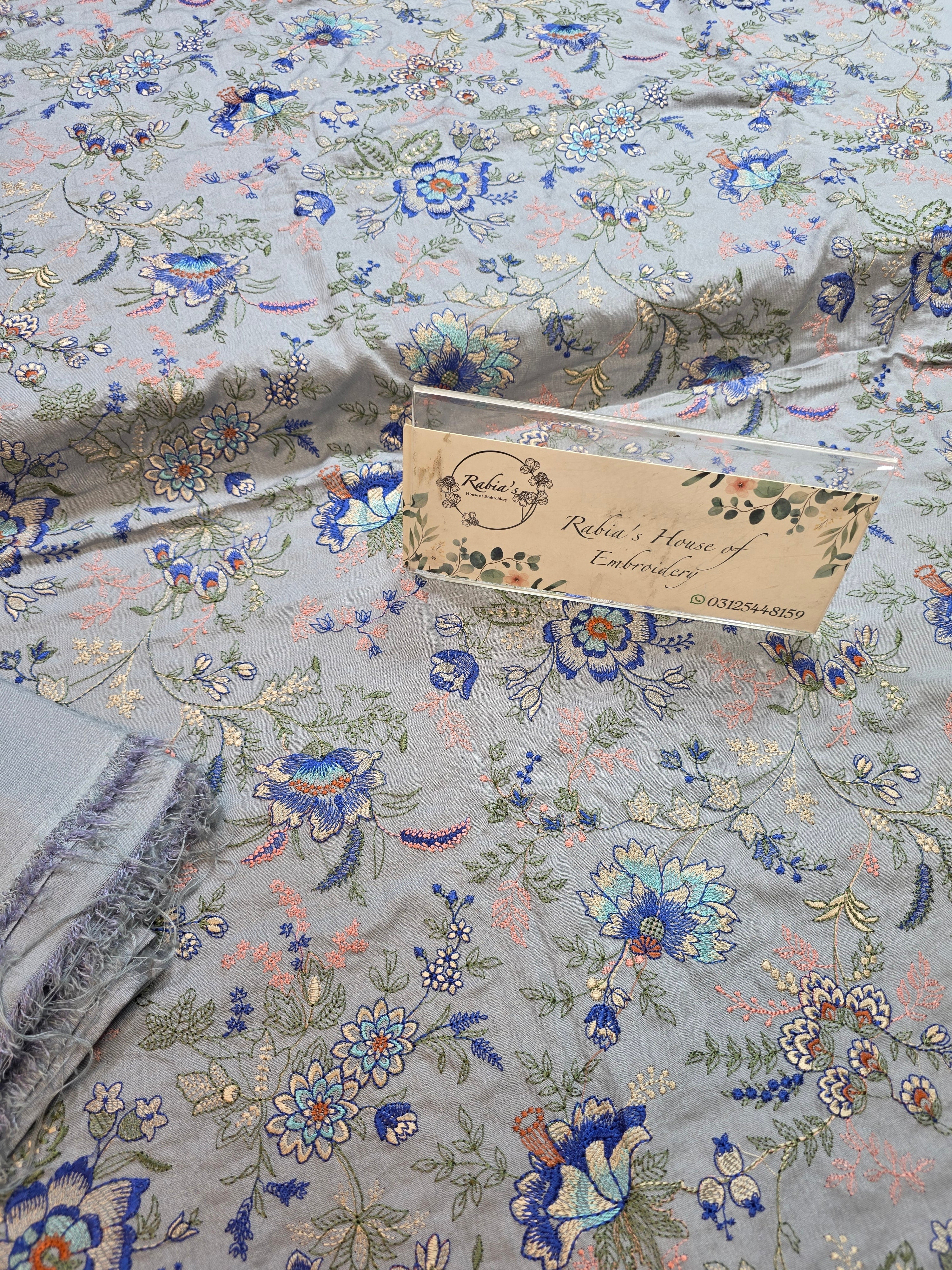 Winter kerandi 3pc allover embroidered with chiffon duppatta