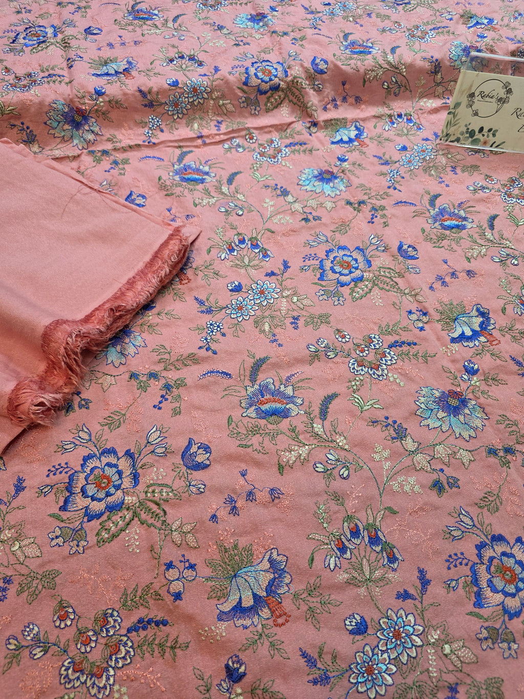 Winter kerandi 3pc allover embroidered with chiffon duppatta