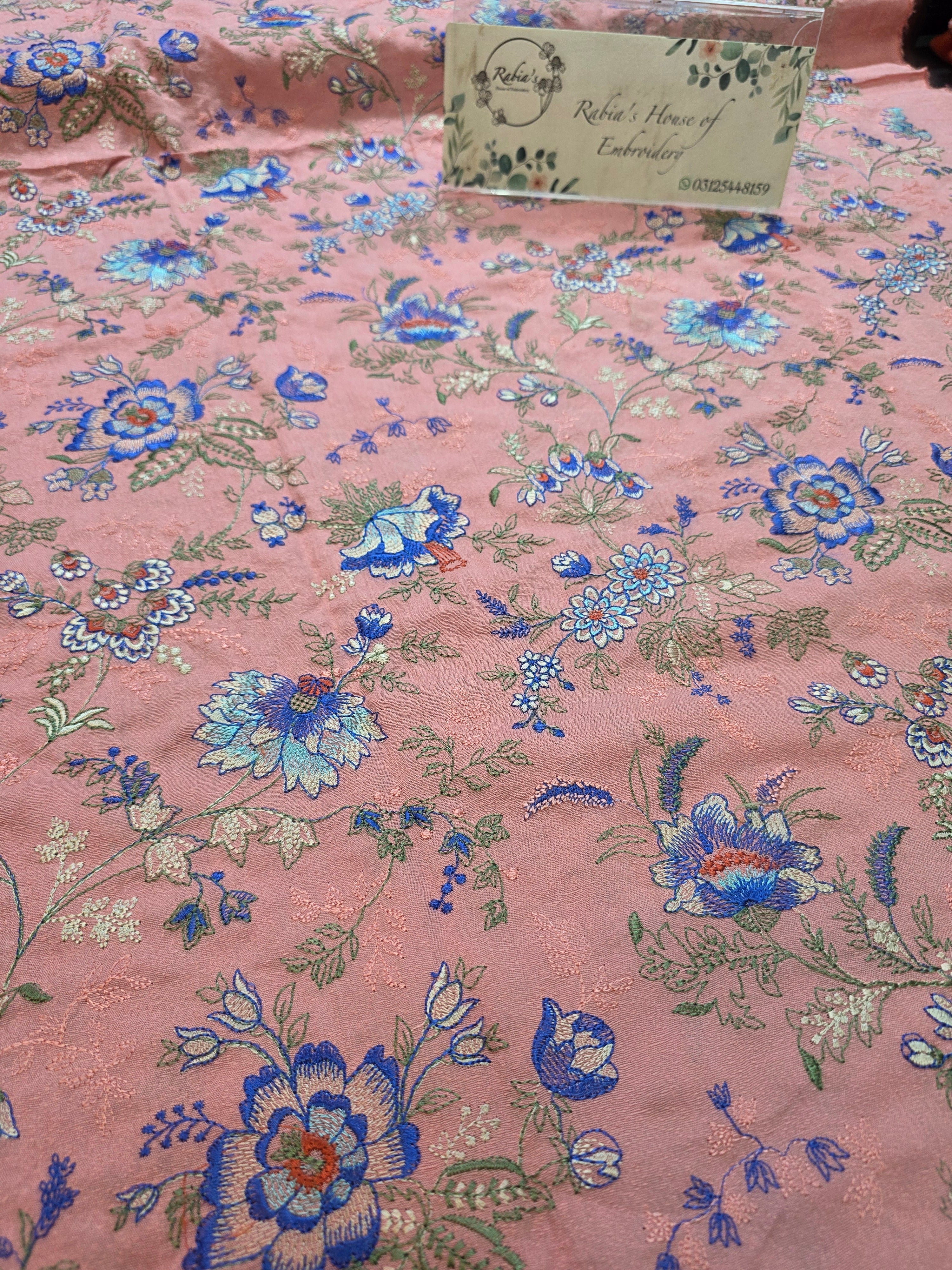 Winter kerandi 3pc allover embroidered with chiffon duppatta