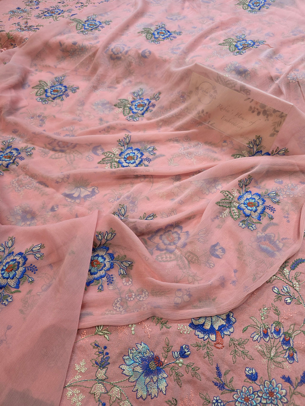 Winter kerandi 3pc allover embroidered with chiffon duppatta