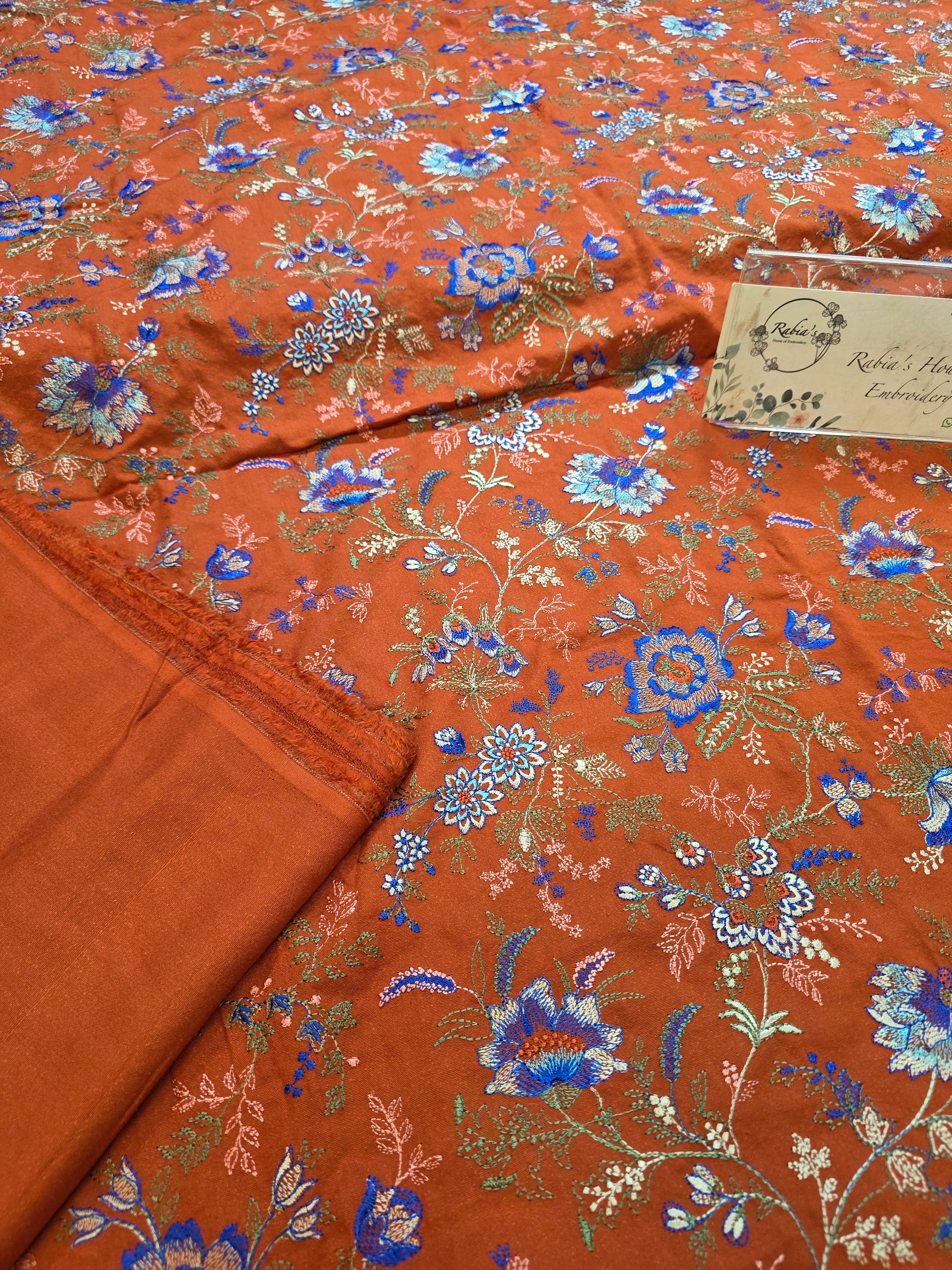 Winter kerandi 3pc allover embroidered with chiffon duppatta