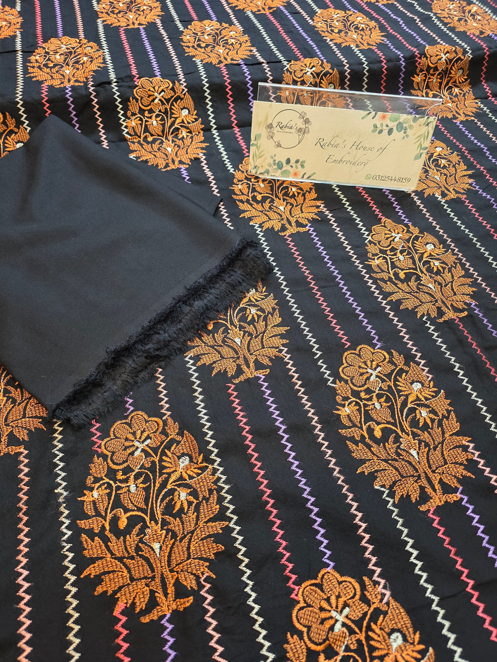 Winter kerandi allover embroidered with chiffon duppatta
