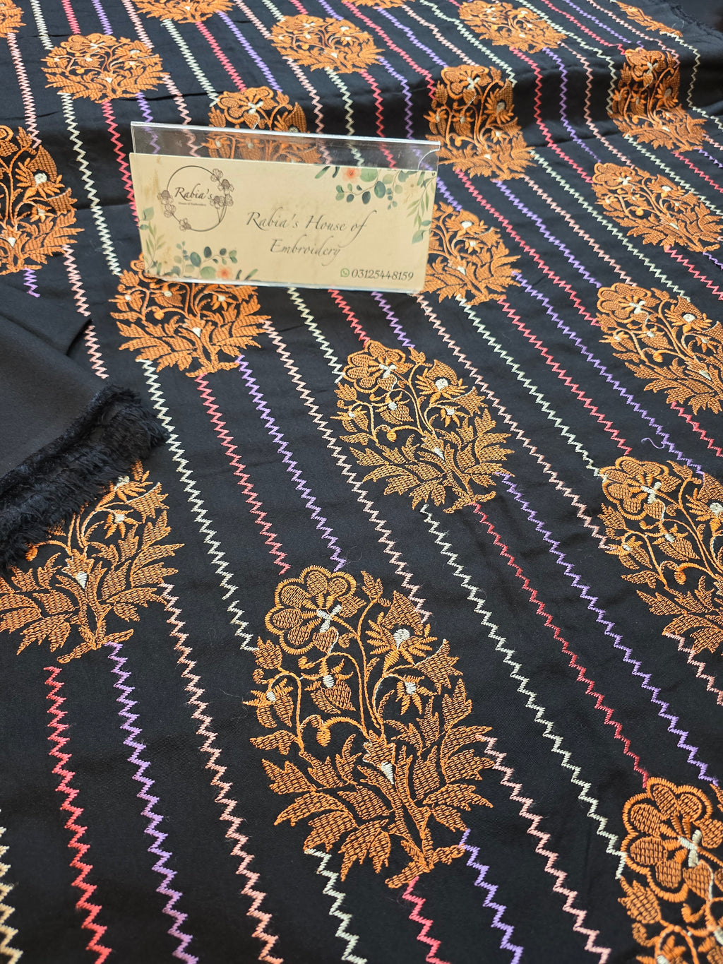 Winter kerandi allover embroidered with chiffon duppatta