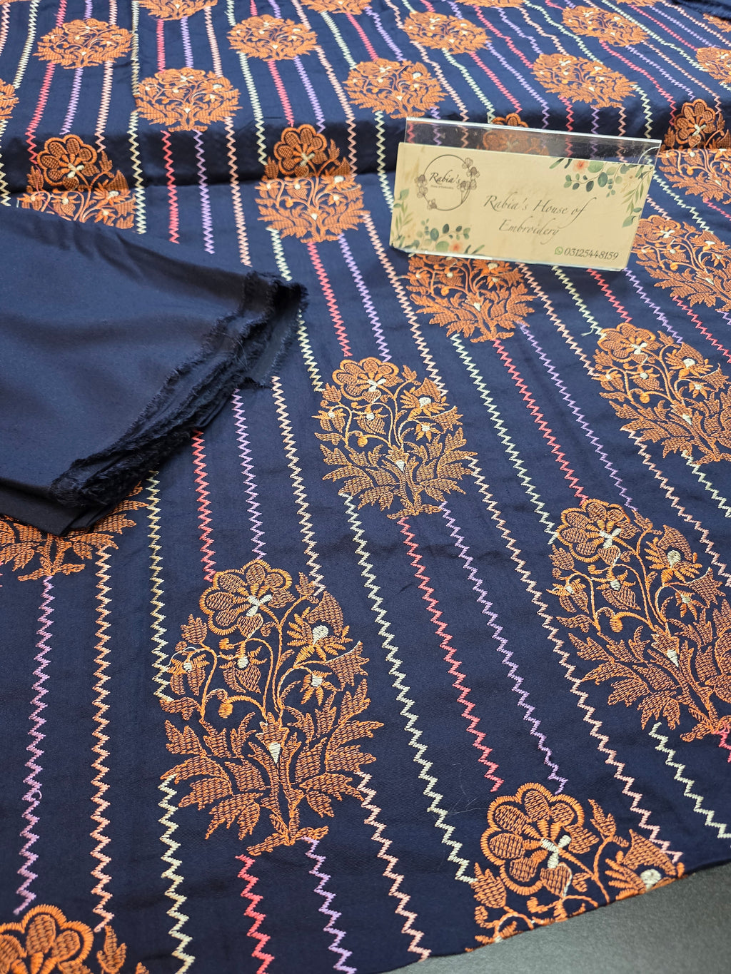Winter kerandi 3pc allover embroidered with chiffon duppatta