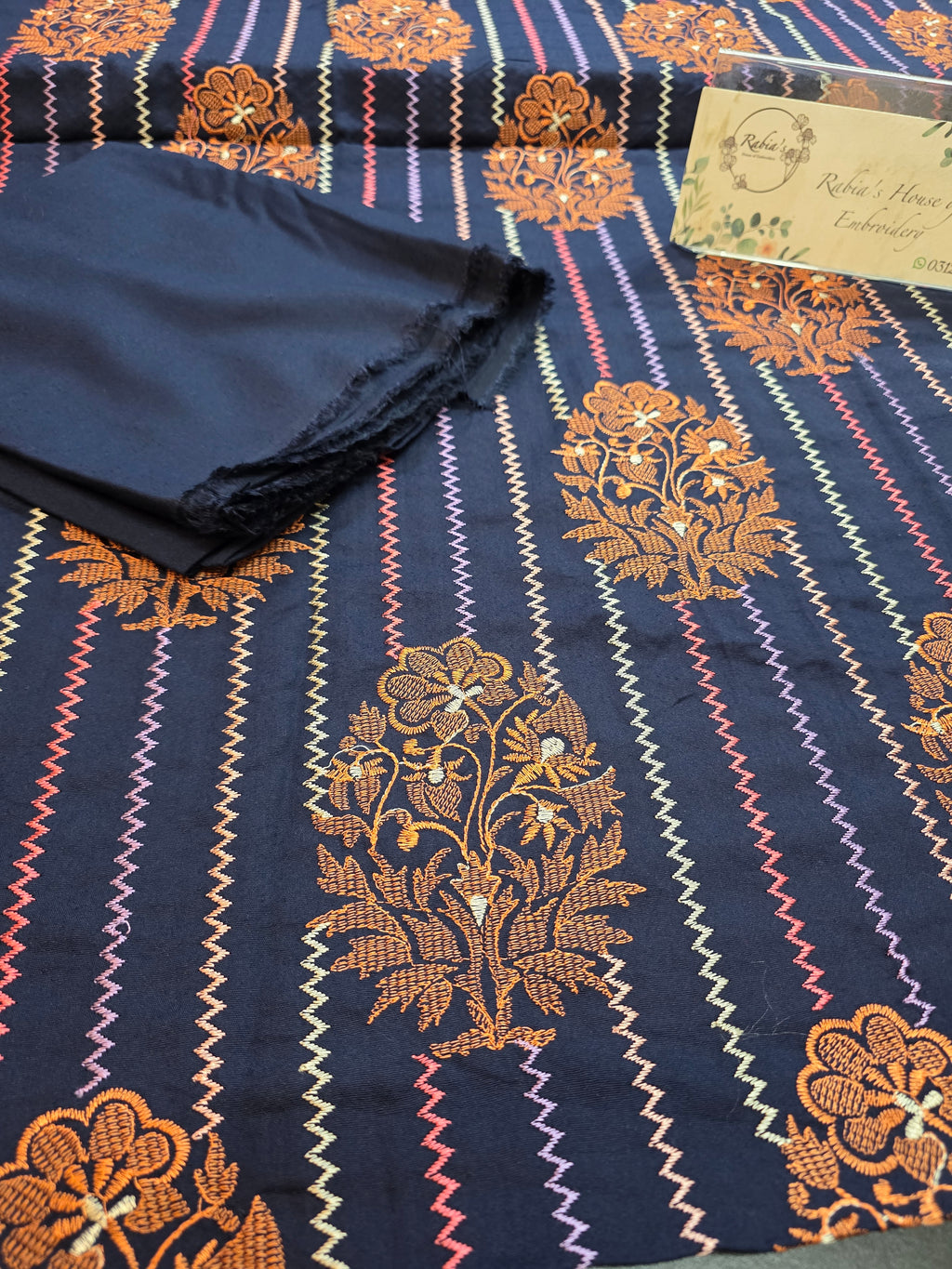 Winter kerandi 3pc allover embroidered with chiffon duppatta