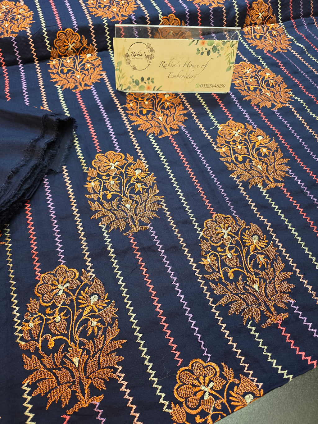 Winter kerandi 3pc allover embroidered with chiffon duppatta