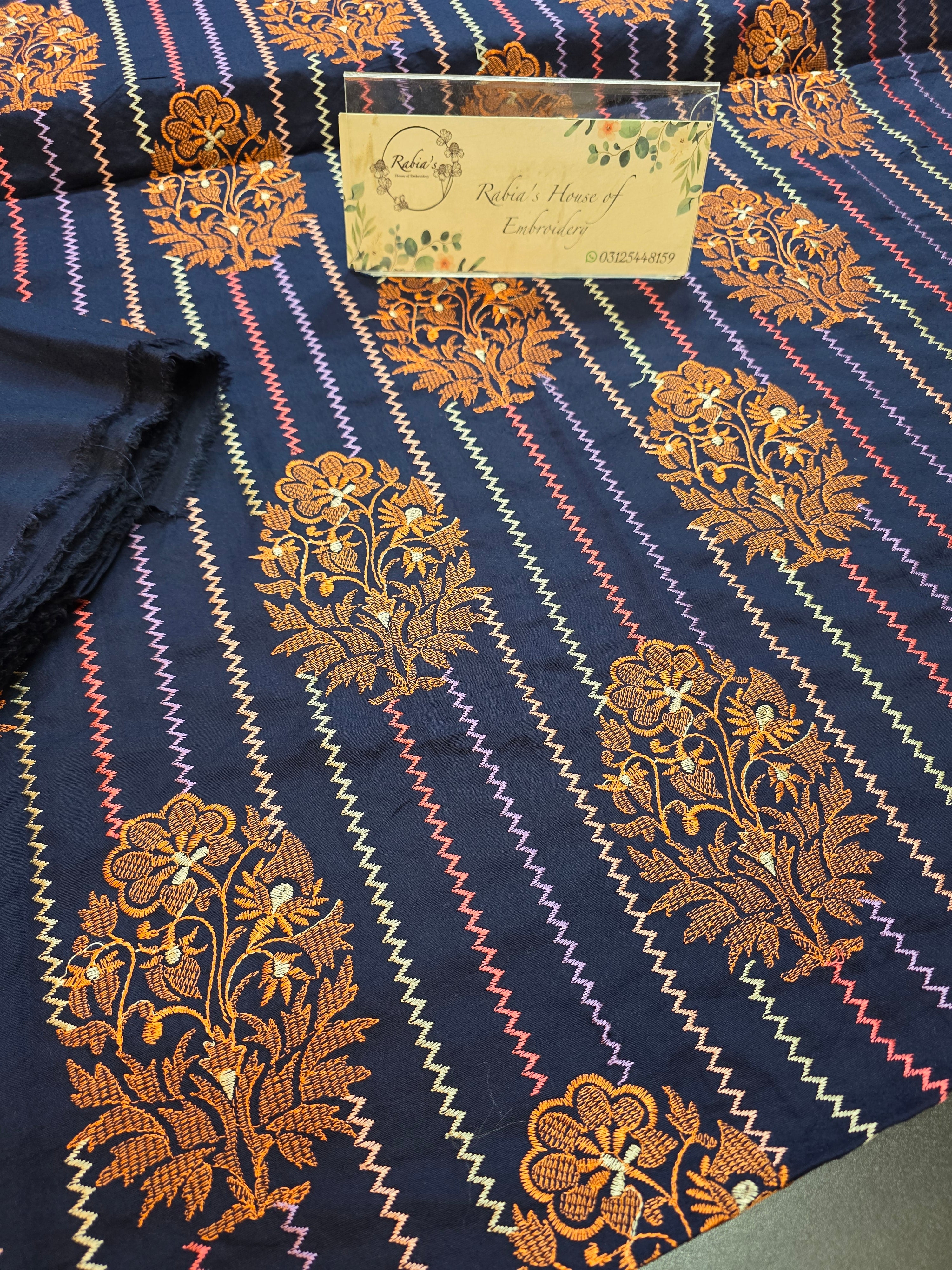 Winter kerandi 3pc allover embroidered with chiffon duppatta
