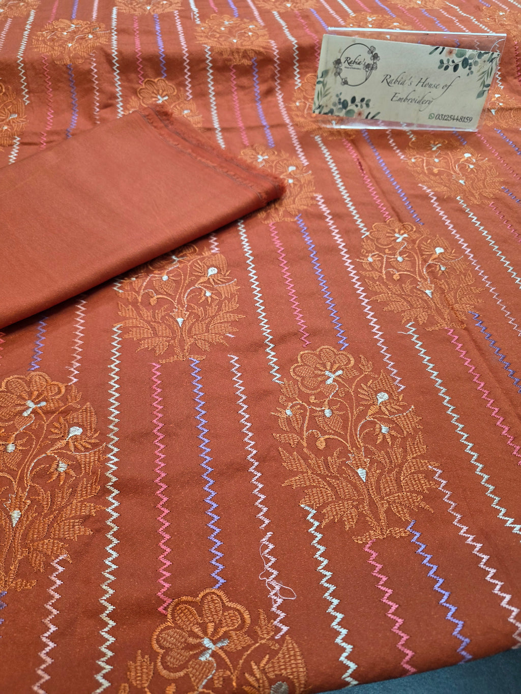 Winter kerandi 3pc allover embroidered with chiffon duppatta