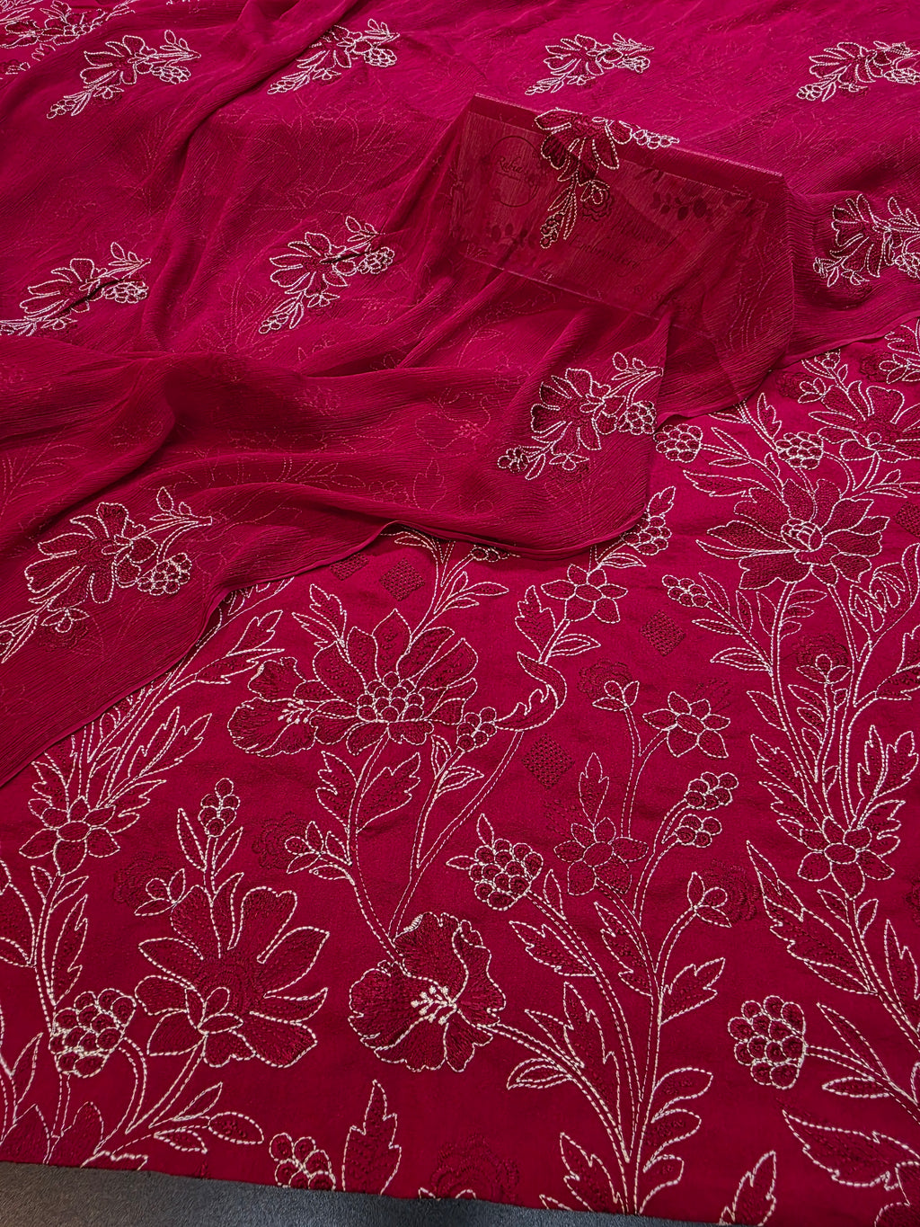 Winter kerandi allover embroidered 3pc with chiffon duppatta