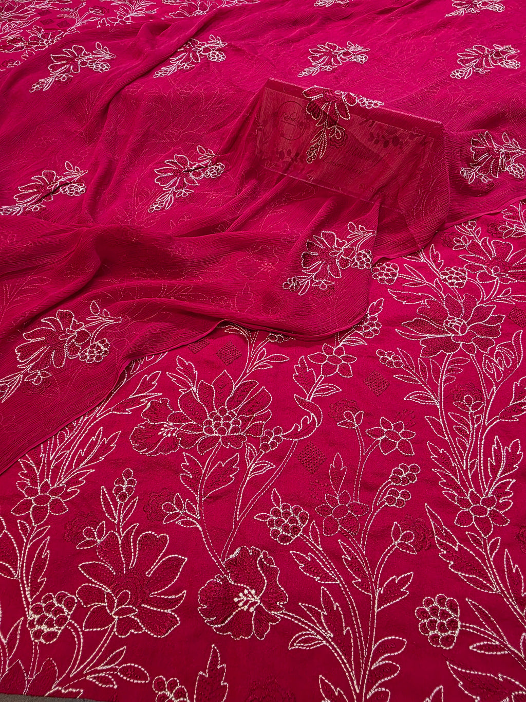 Winter kerandi allover embroidered 3pc with chiffon duppatta