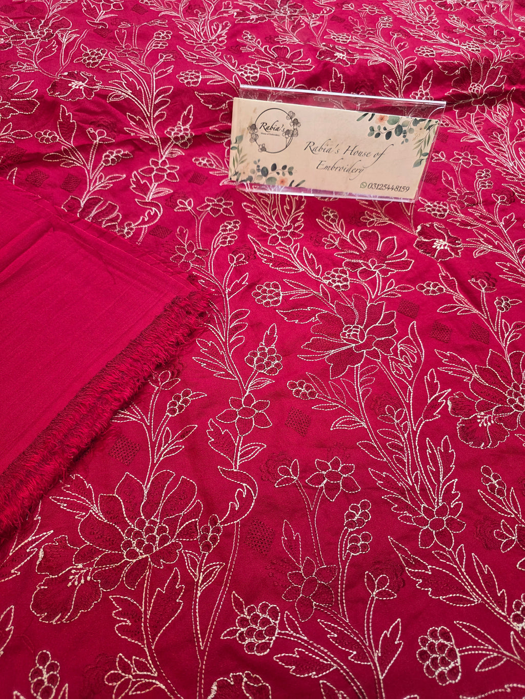 Winter kerandi allover embroidered 3pc with chiffon duppatta