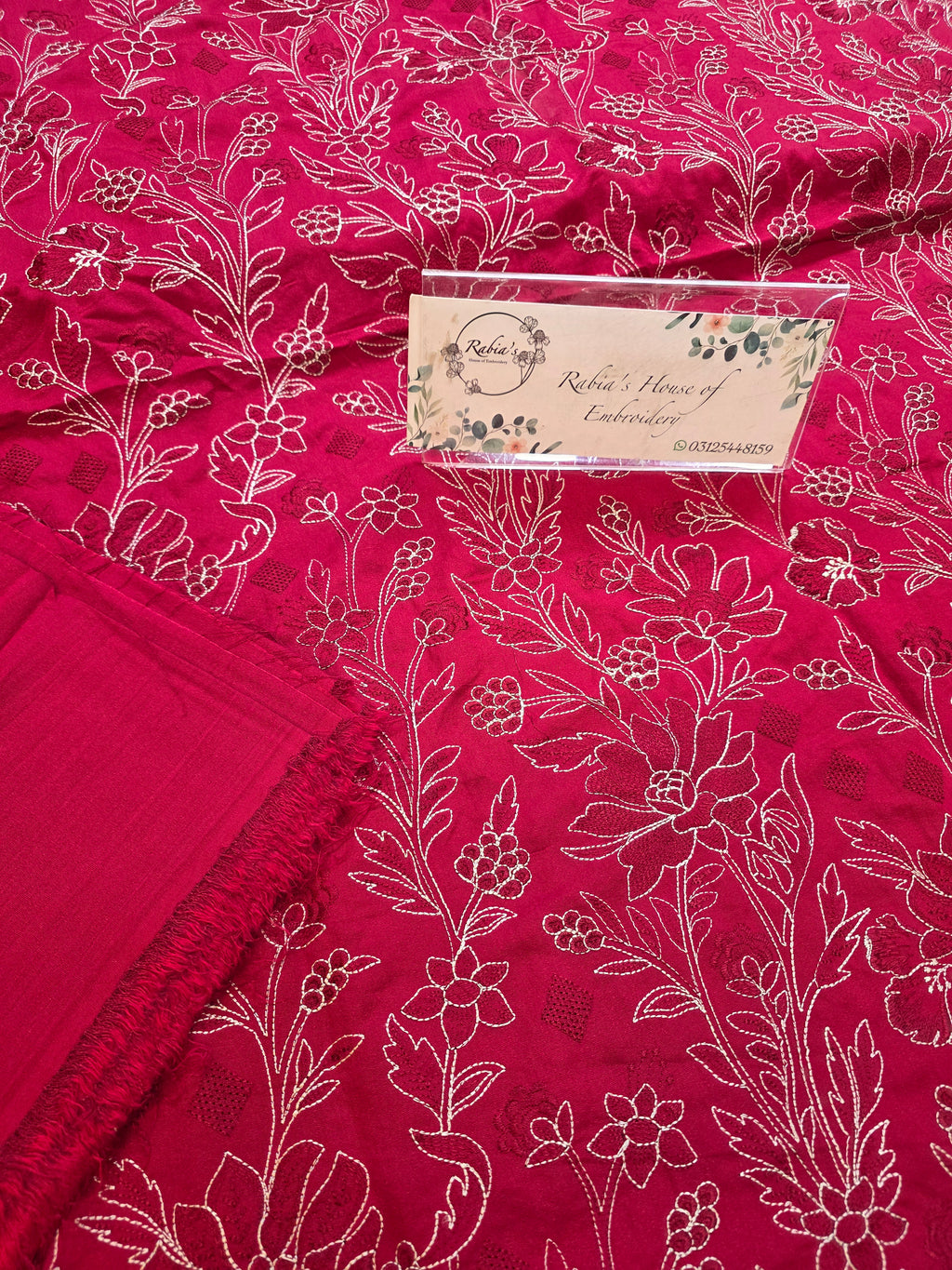 Winter kerandi allover embroidered 3pc with chiffon duppatta