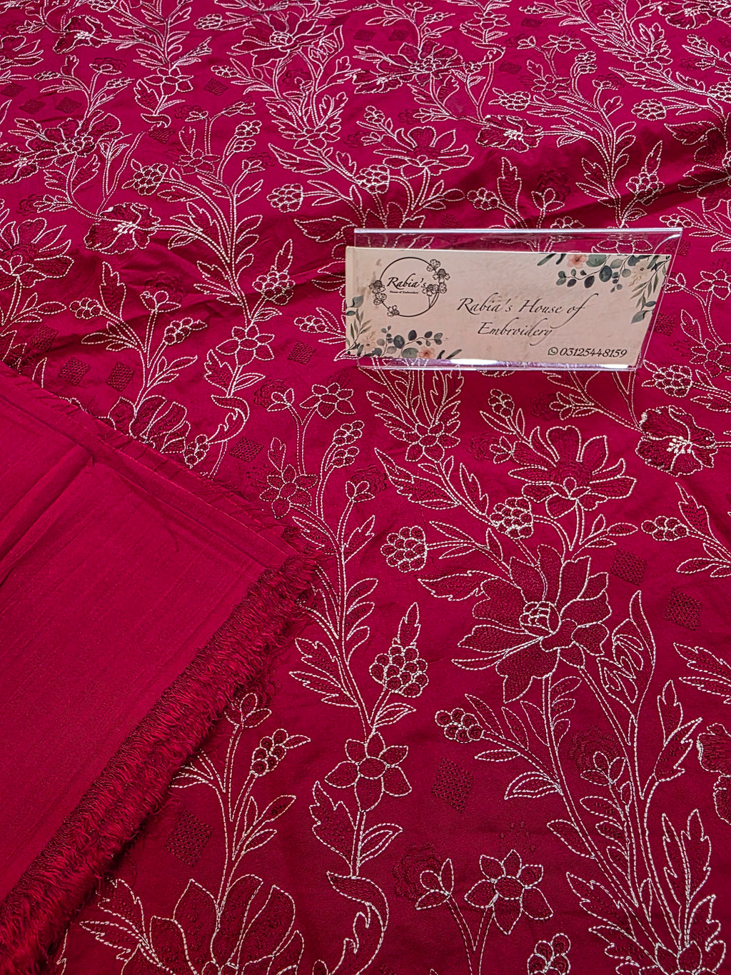 Winter kerandi allover embroidered 3pc with chiffon duppatta