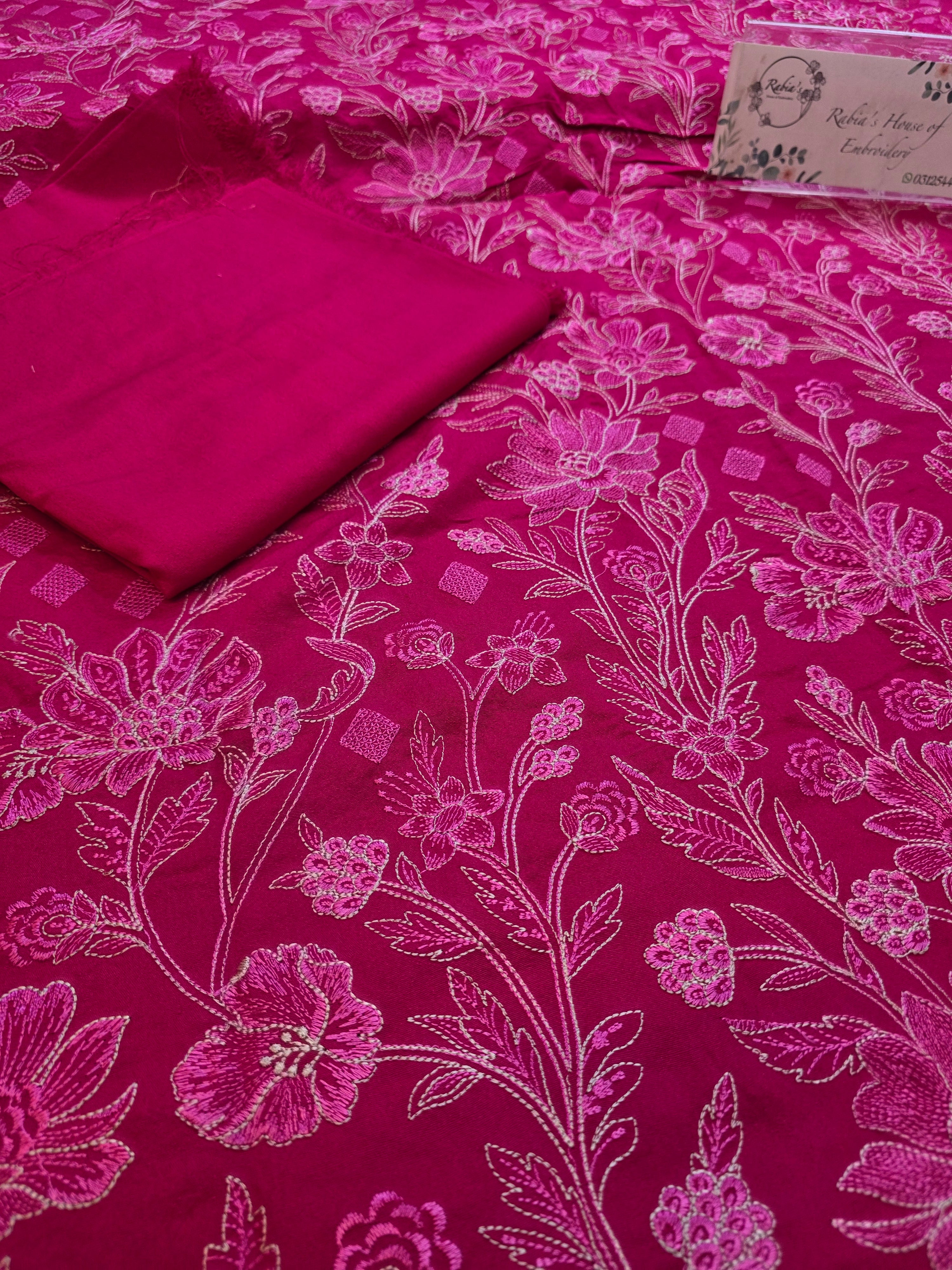 Winter kerandi 3pc allover embroidered with chiffon