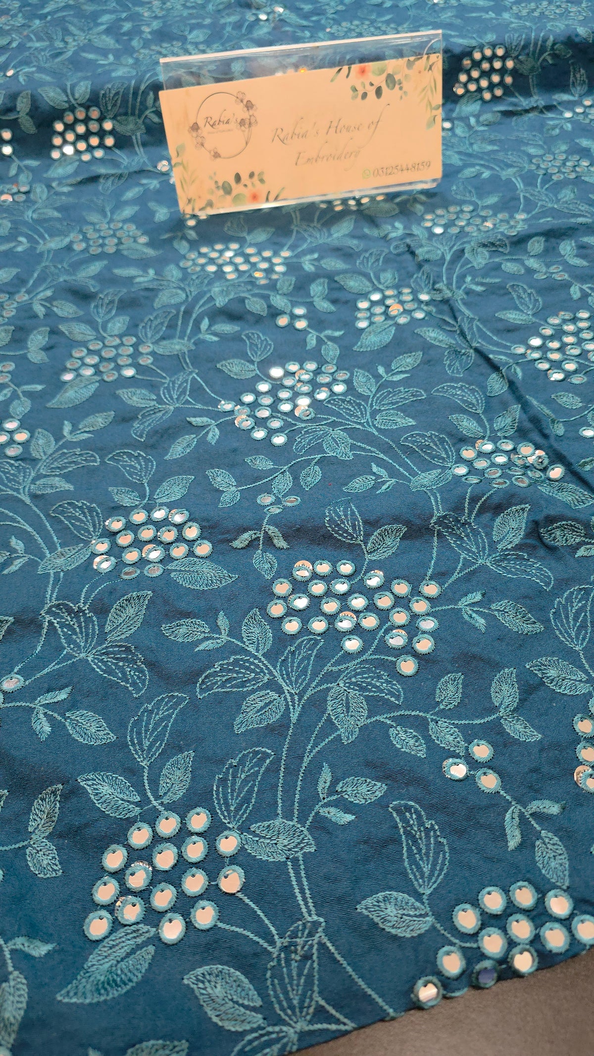 Winter kerandi 3pc allover embroidered with chiffon duppatta