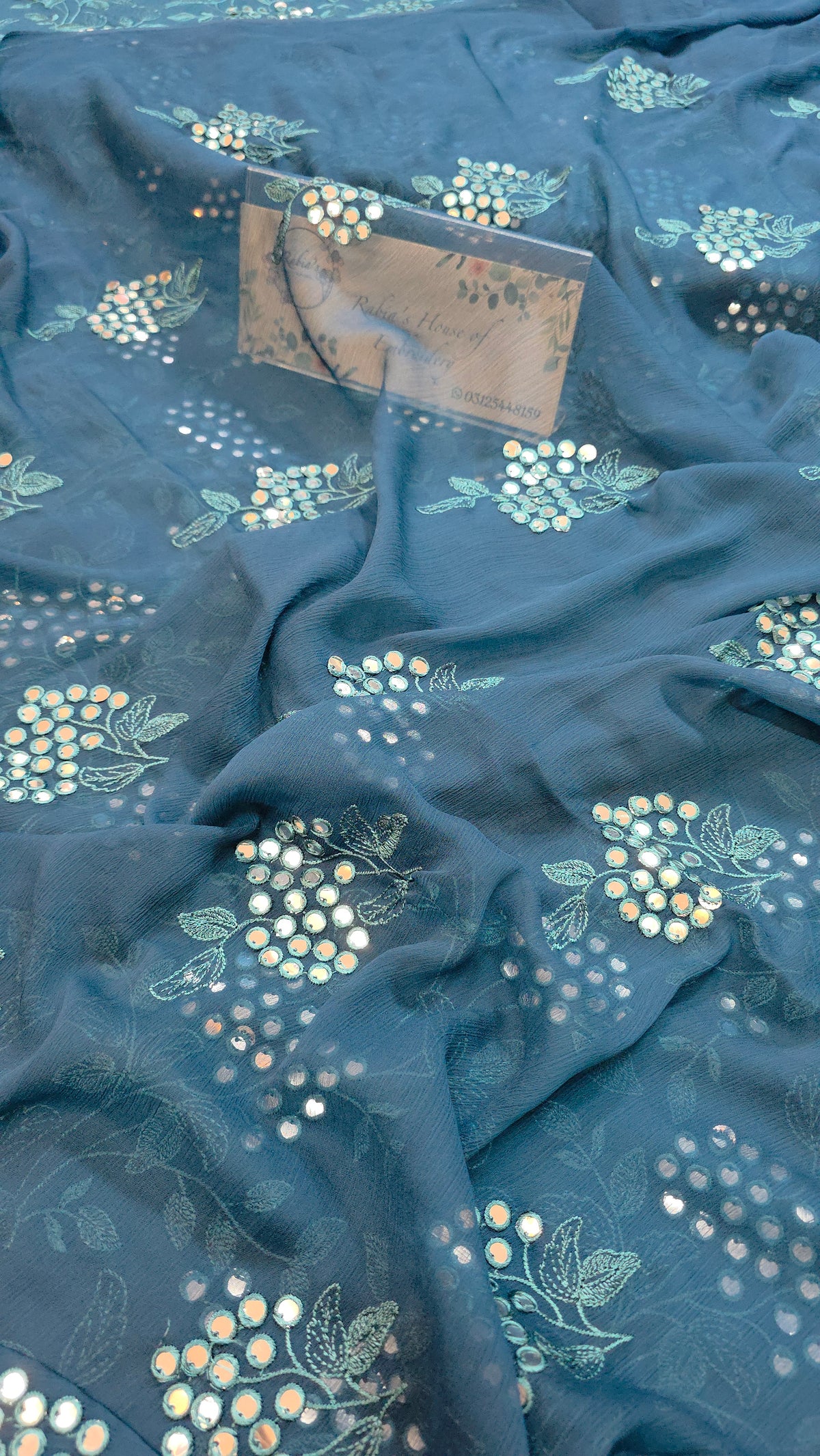 Winter kerandi 3pc allover embroidered with chiffon duppatta