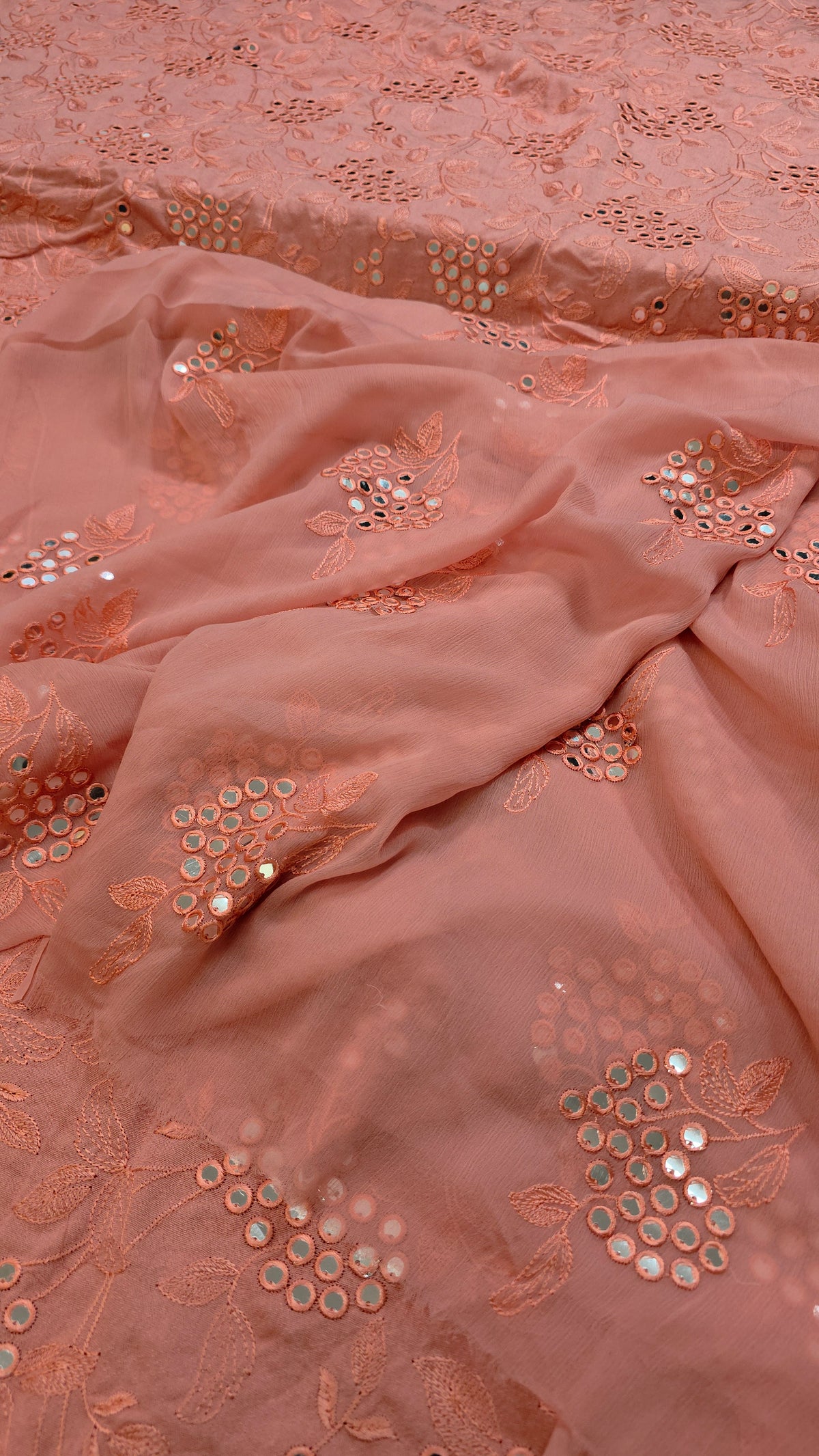 Winter kerandi 3pc allover embroidered with chiffon duppatta
